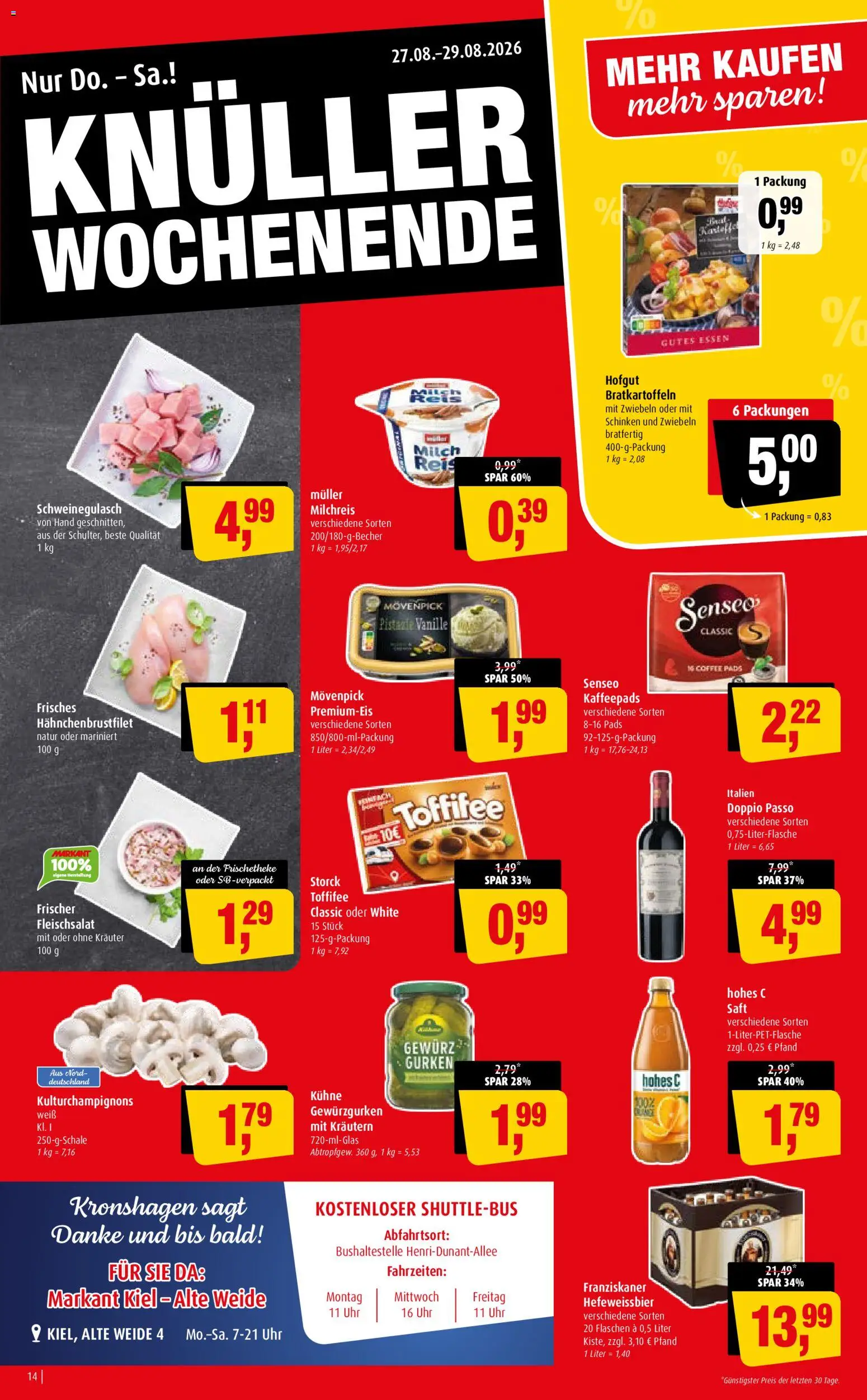 Markant Prospekt – gültig ab 24.08.2026 | Seite: 14 | Produkte: Toffifee, Reis, Gurken, Uhr