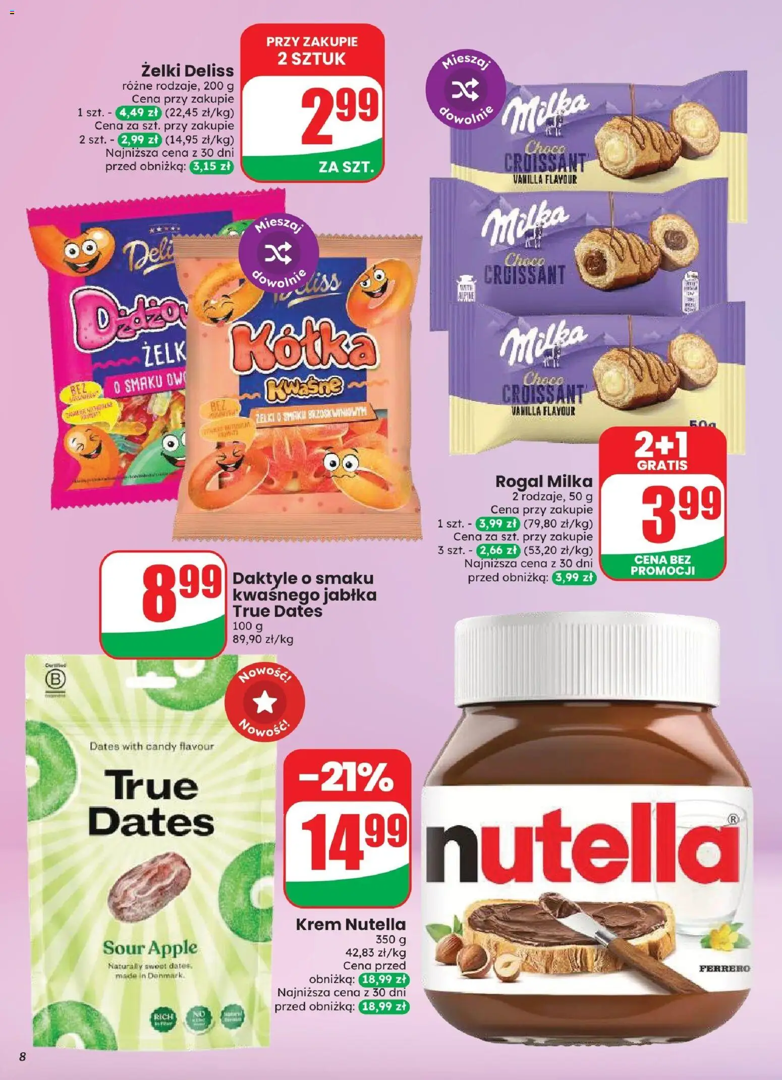 Dino gazetka od 12.08.2026 | Strona: 8 | Produkty: Daktyle, Croissant, Żelki, Jabłka