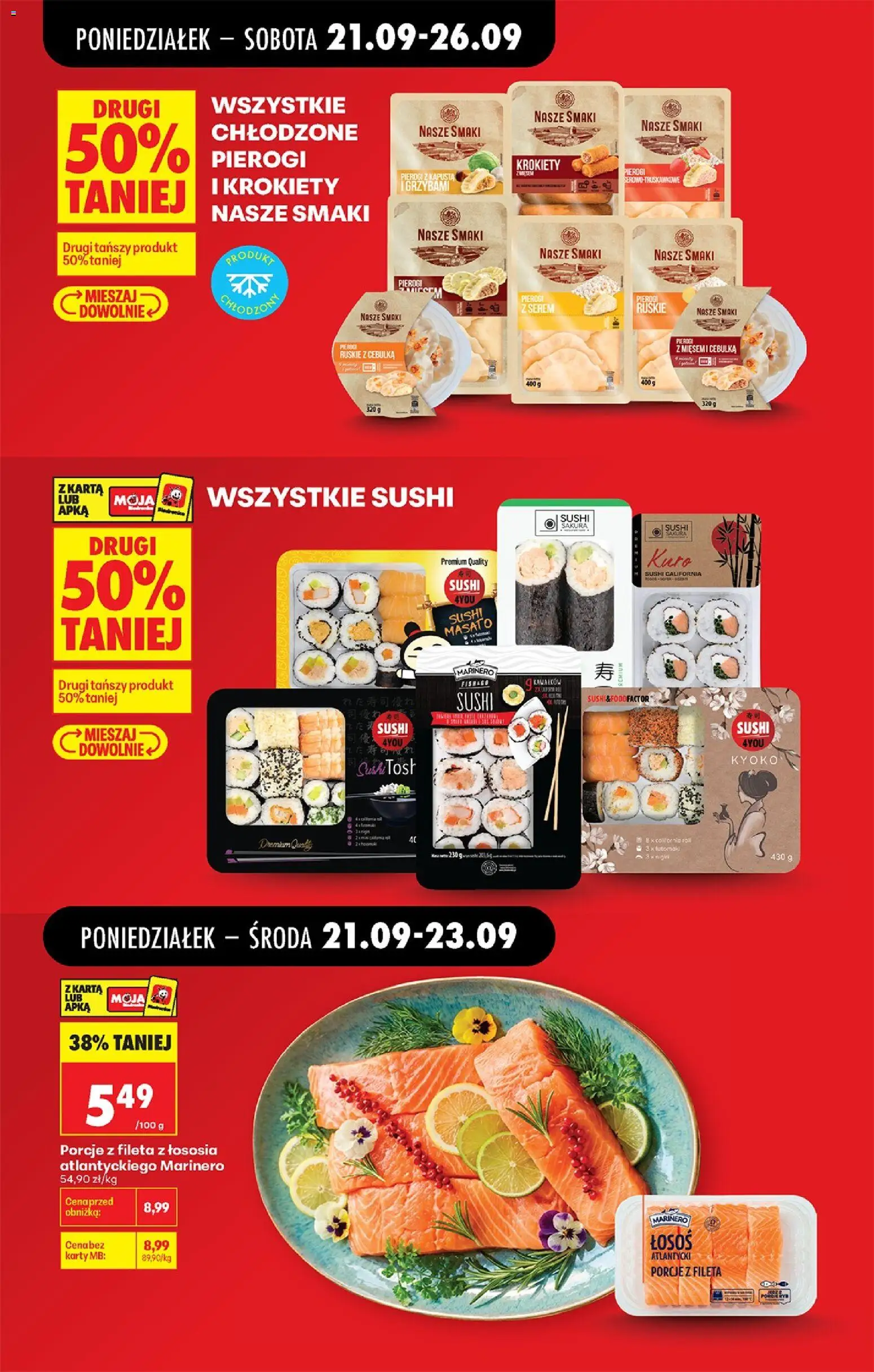 Biedronka gazetka od poniedziałku od 21.09.2026 | Strona: 12 | Produkty: Kapusta, Serem, Pierogi z kapusta i grzybami, Łosoś