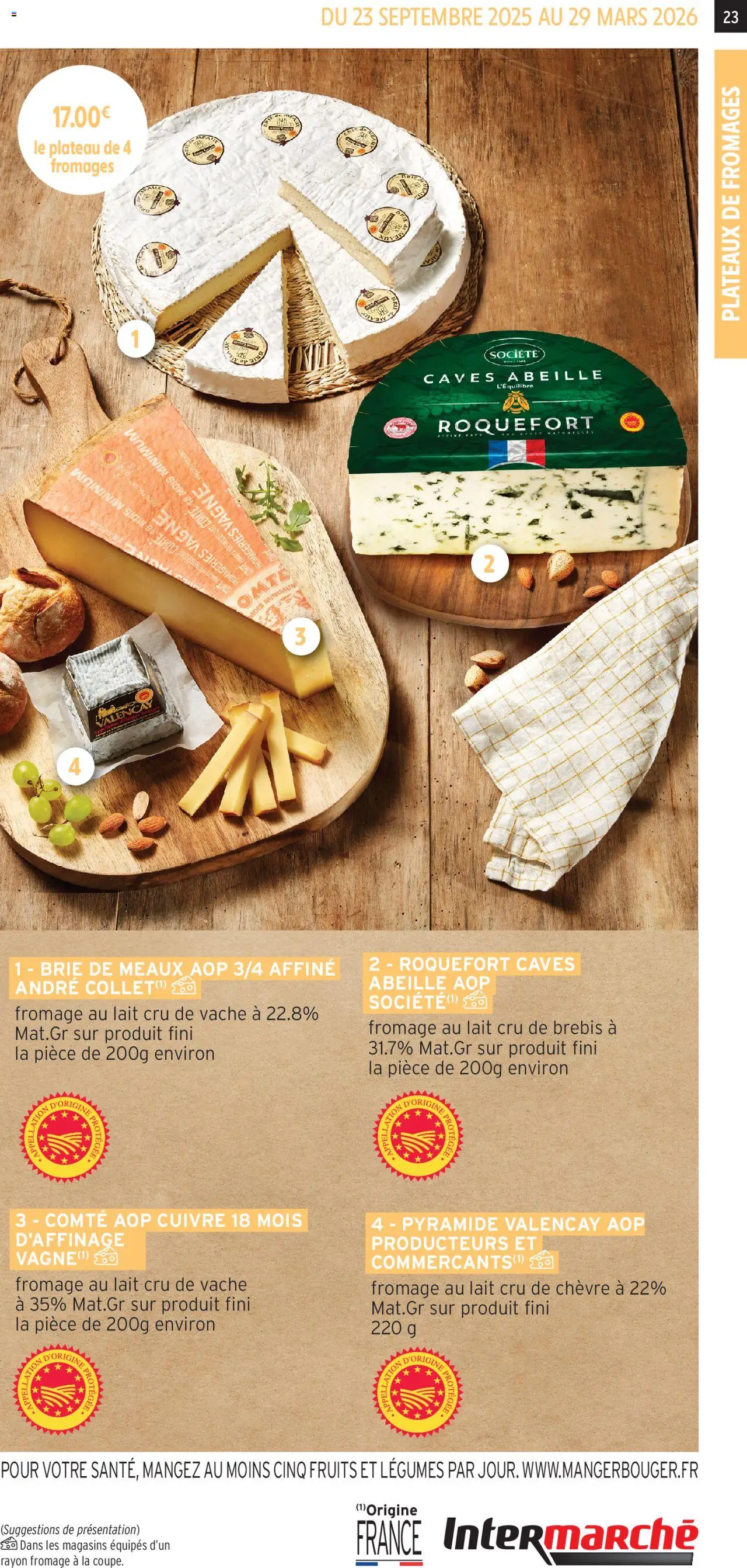 {H1} | Page: 23 | Produits: Plateau, Lait, Fromage, Brie