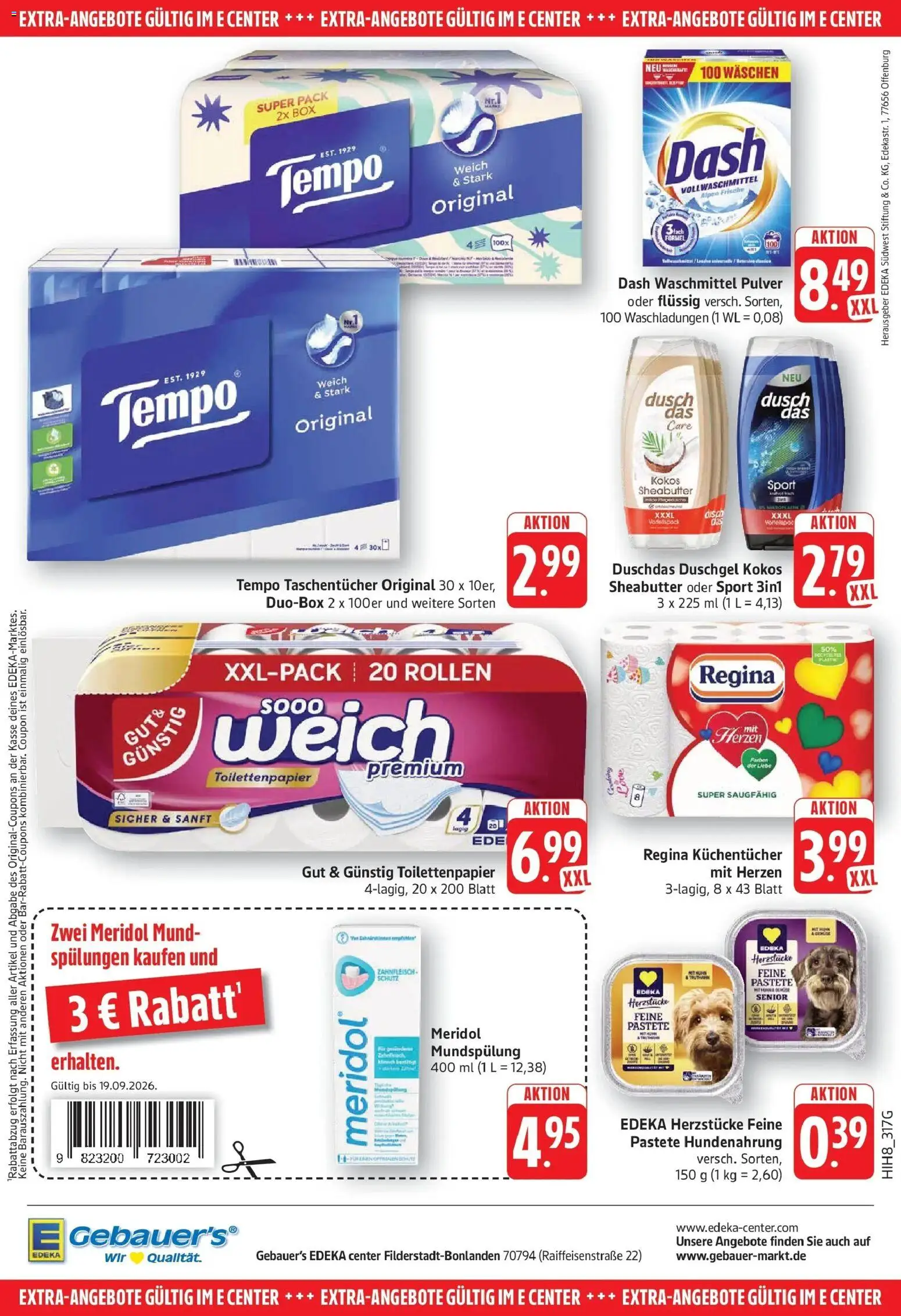 Edeka Prospekt Filderstadt-Bonlanden (ab 14.09.2026) » Angebote Online | Seite: 32 | Produkte: Taschentücher, Box, Duschdas, Toilettenpapier