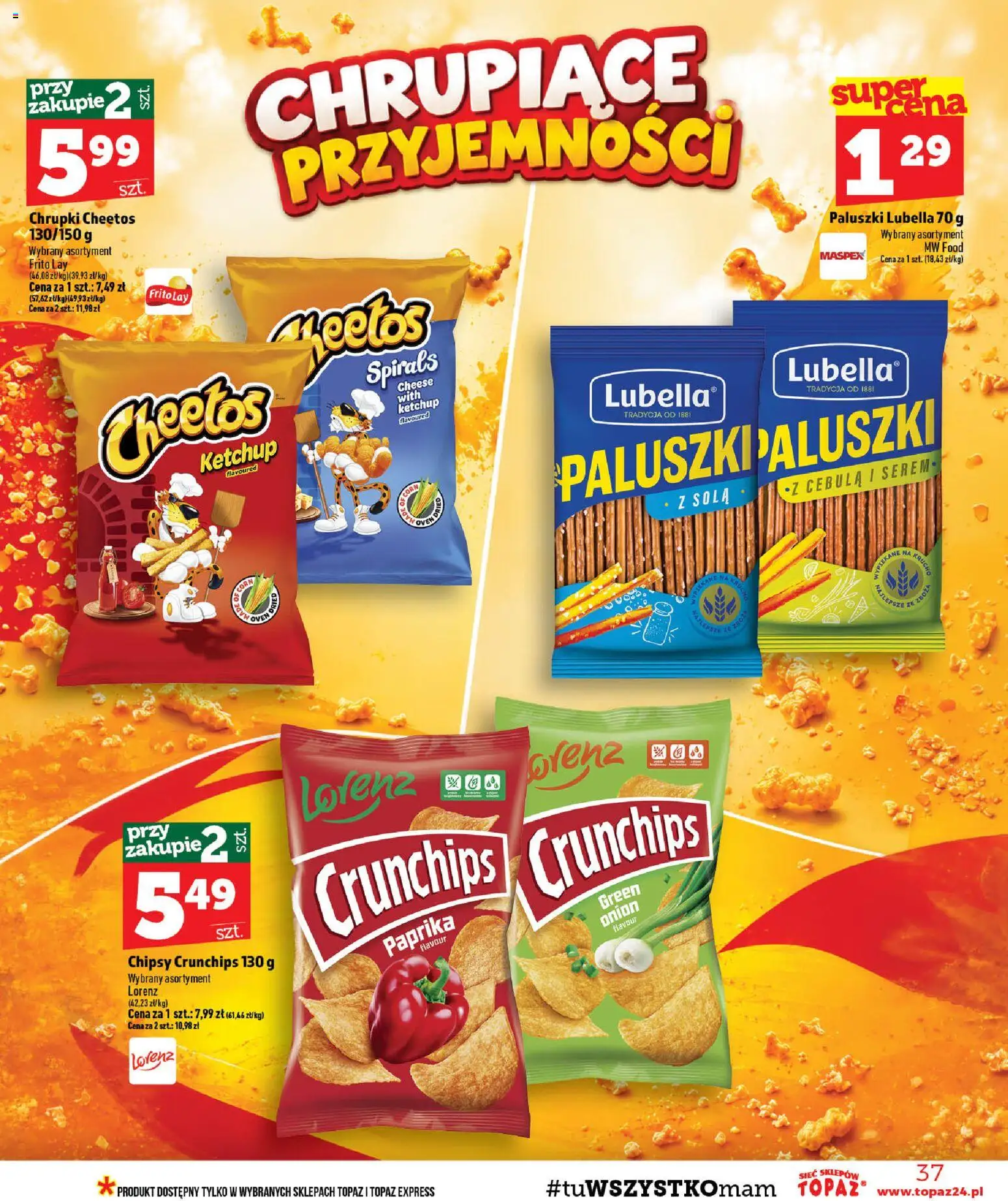 Topaz gazetka - MAZ od 15.10.2026 | Strona: 37 | Produkty: Chipsy, Ketchup, Cebula, Paluszki