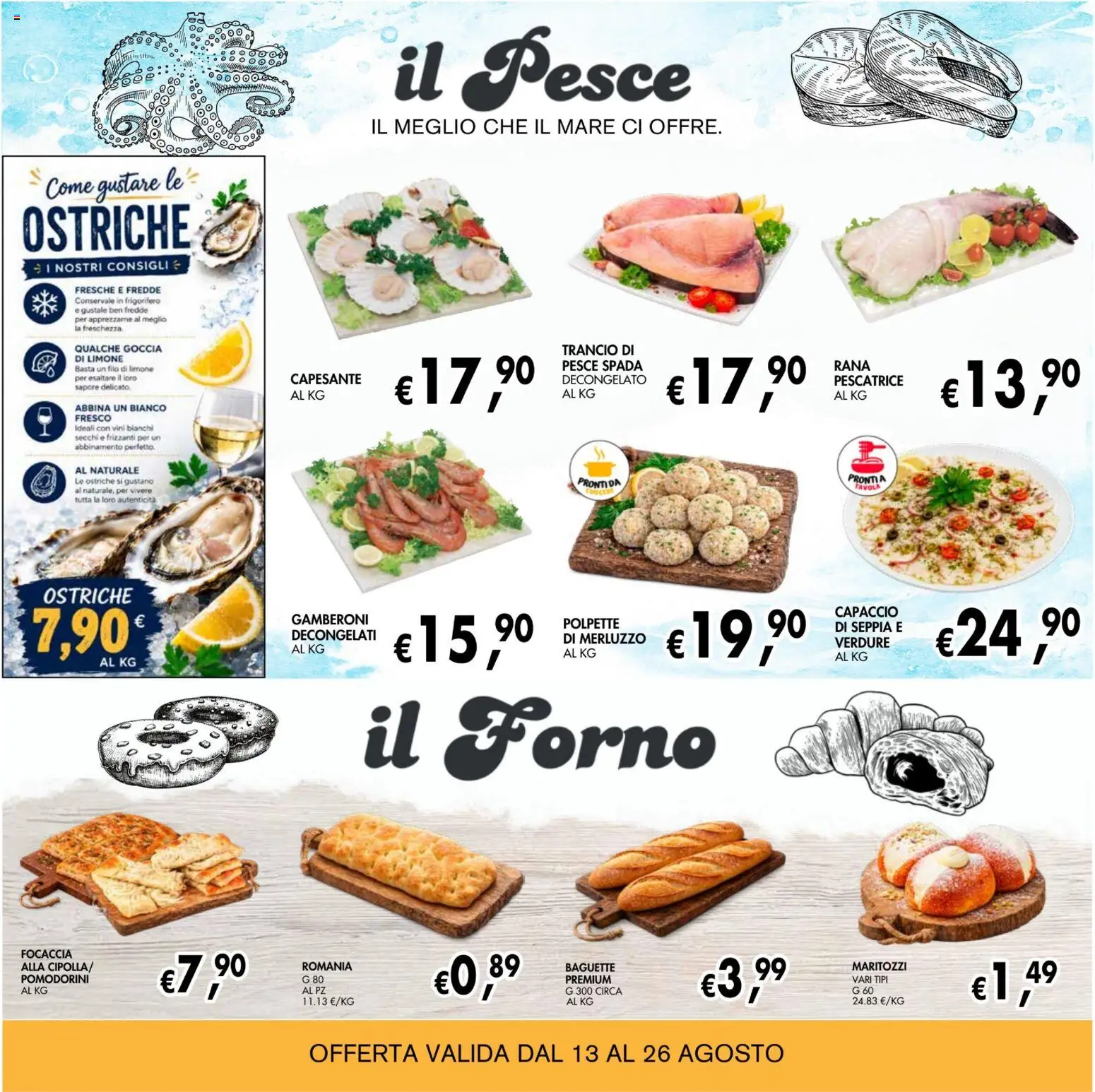 Volantino Coal del 13/08/2026 | Pagina: 8 | Prodotti: Merluzzo, Limone, Gamberoni, Il forno