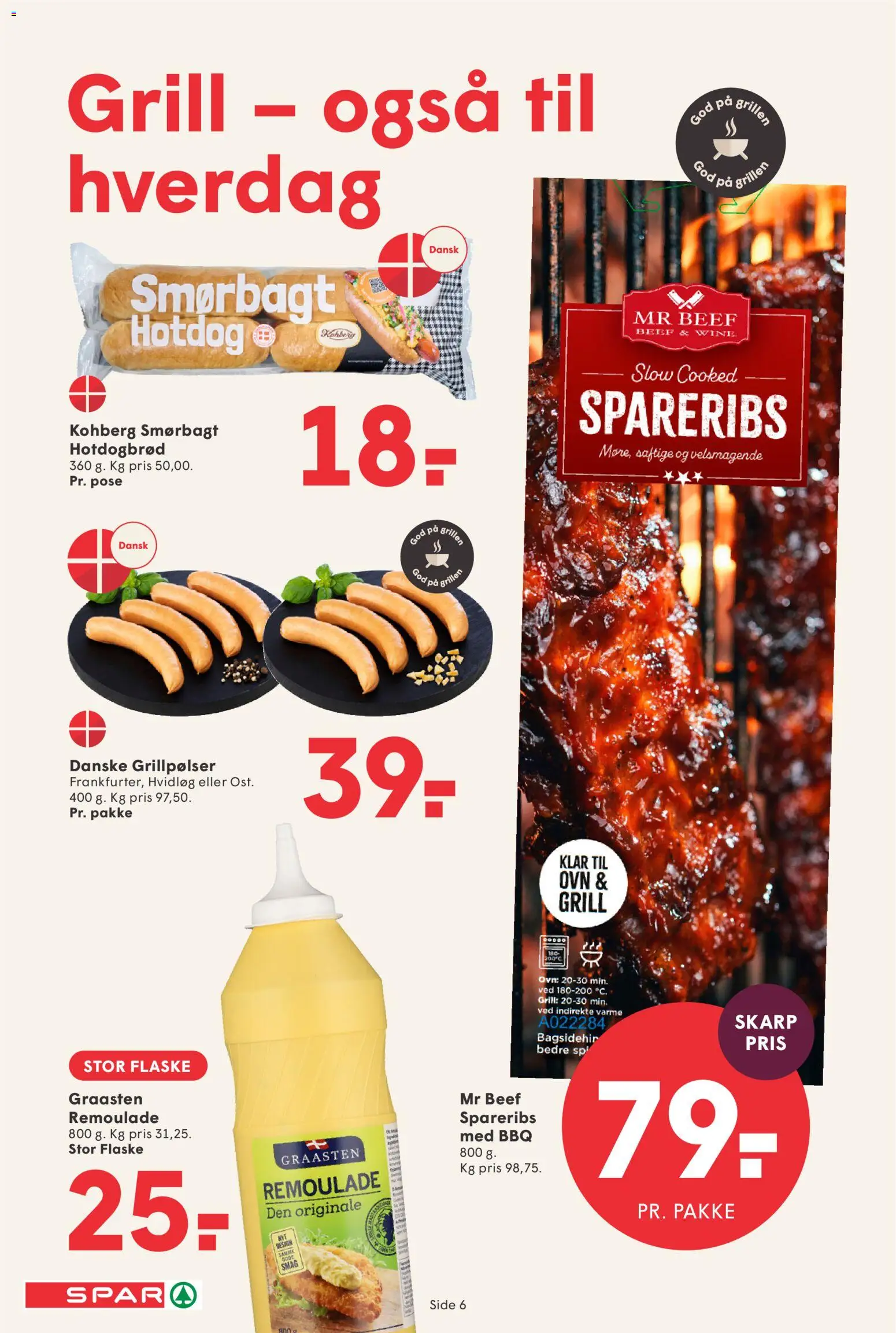 Spar tilbudsavis – gyldig fra 31/07/2026 | Side: 6 | Produkter: Hotdogbrød, Spareribs, Remoulade, Grill