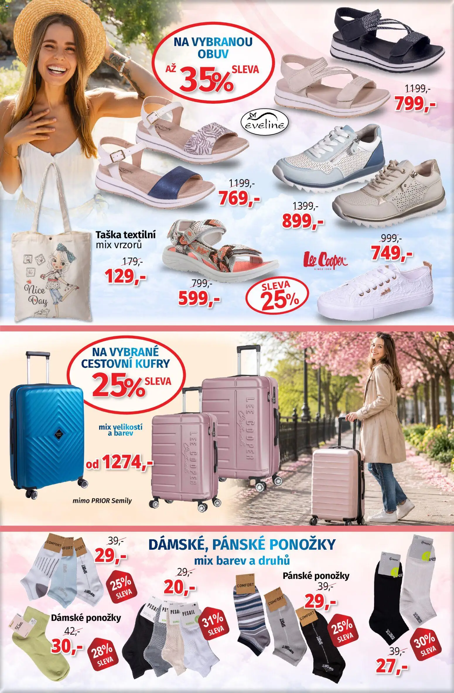 Prior - Akční Nabídka Obuvi A Doplňků od 12.05.2026 | Strana: 2 | Produkty: Ponožky, Cestovní kufry, Obuv, Kufry