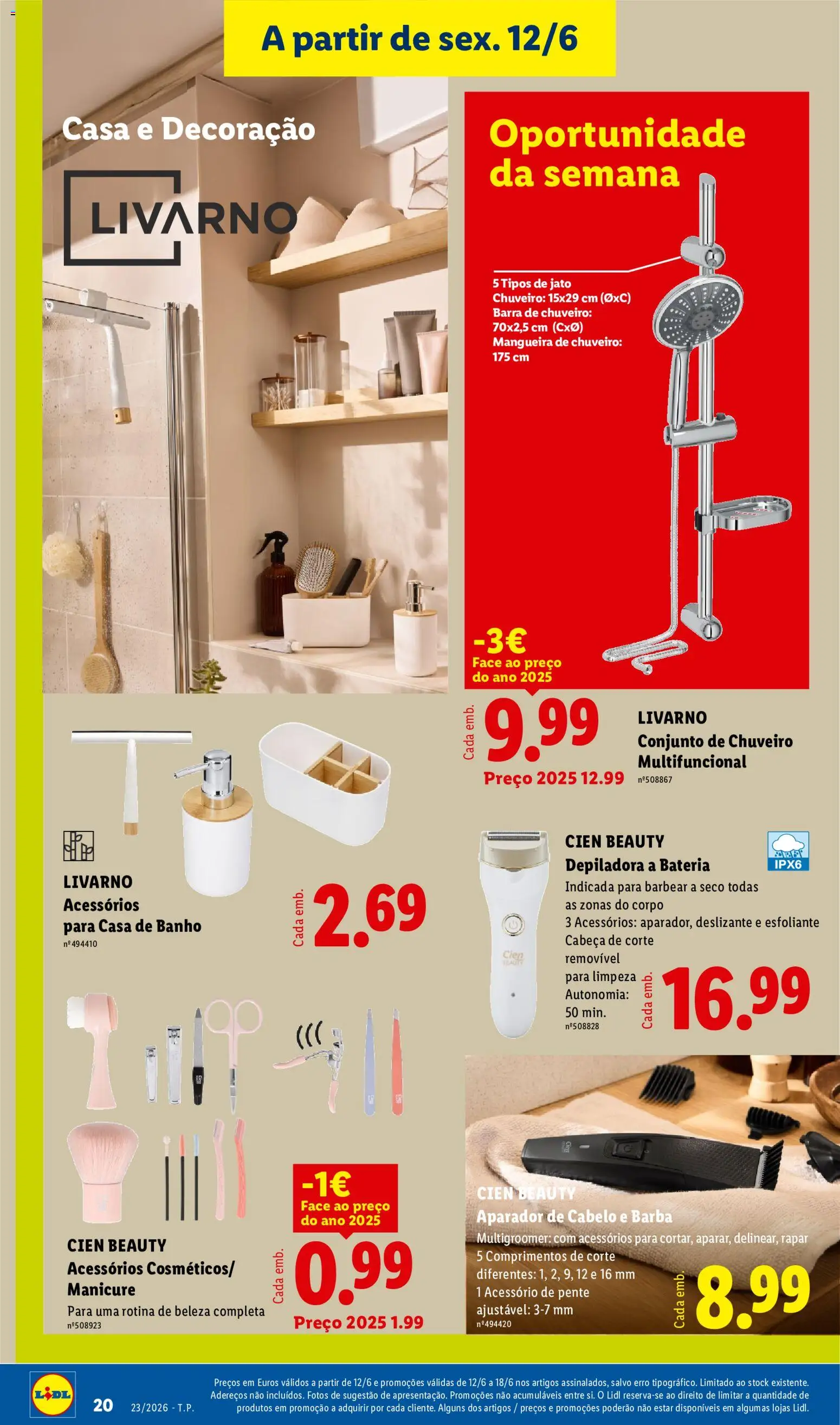 Lidl Novidades │ válido de 08.06.2026 | Página: 20 | Produtos: Mangueira, Chuveiro, Casa de banho, Banho
