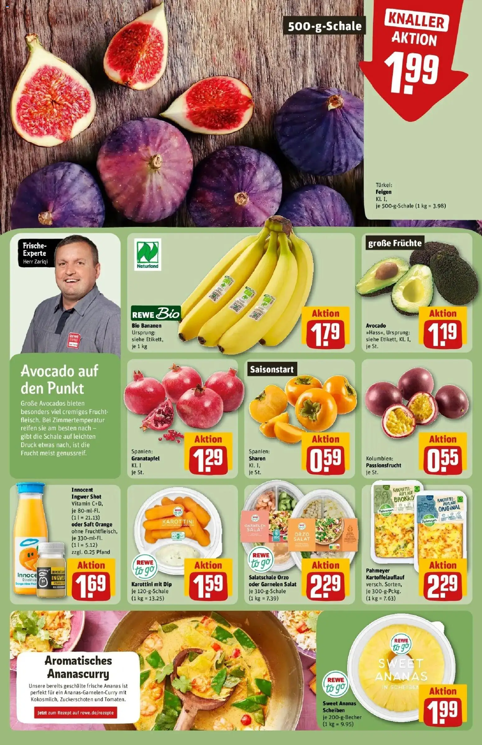 REWE Prospekt ab 28.09.2026 zum Blättern » Angebote | Seite: 12 | Produkte: Granatapfel, Ananas, Garnelen, Salat
