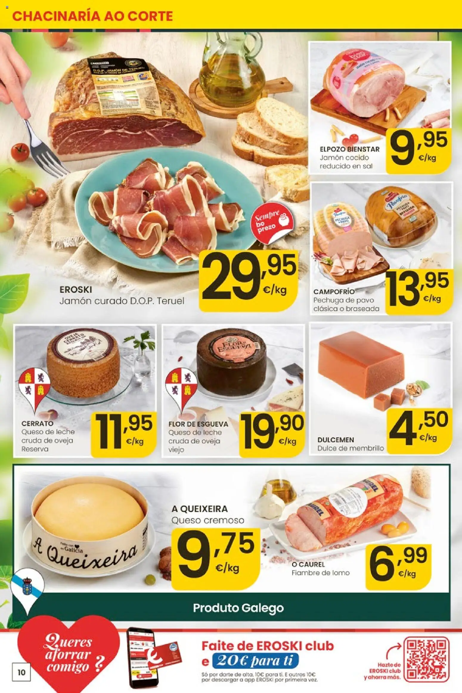 Eroski Quieres ahorrar conmigo │ válido desde el 14.05.2026 | Página: 10 | Productos: Leche, Queso, Jamón, Jamón cocido