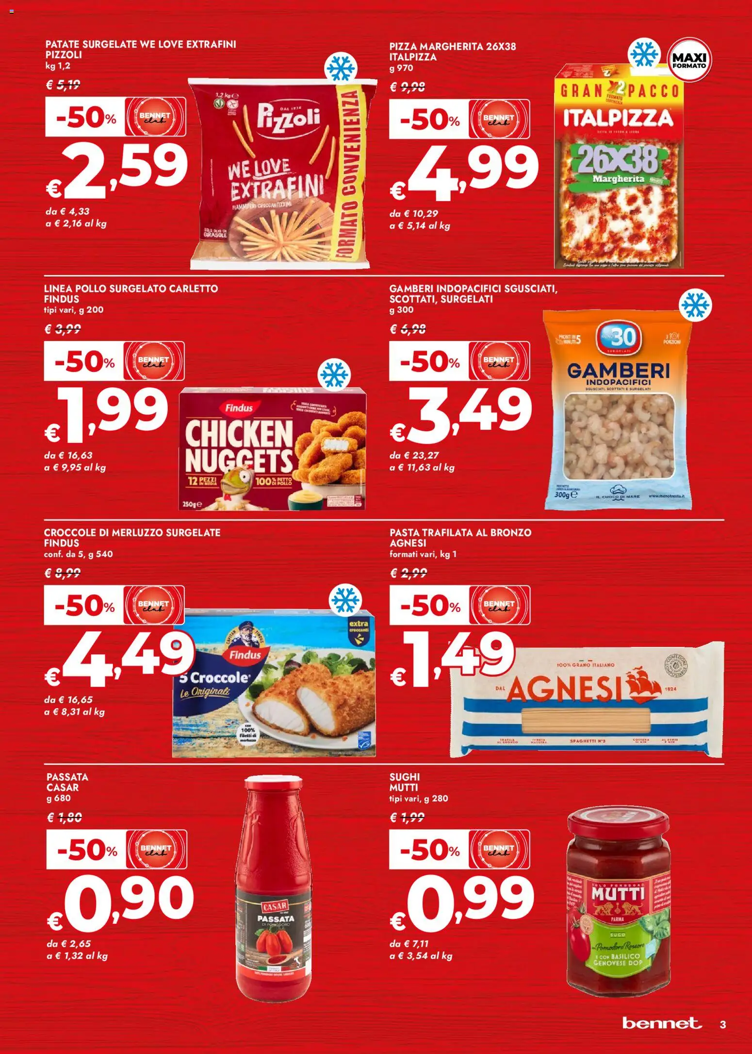 Volantino bennet del 07.04.2026 | Pagina: 3 | Prodotti: Merluzzo, Pomodoro, Pasta, Basilico