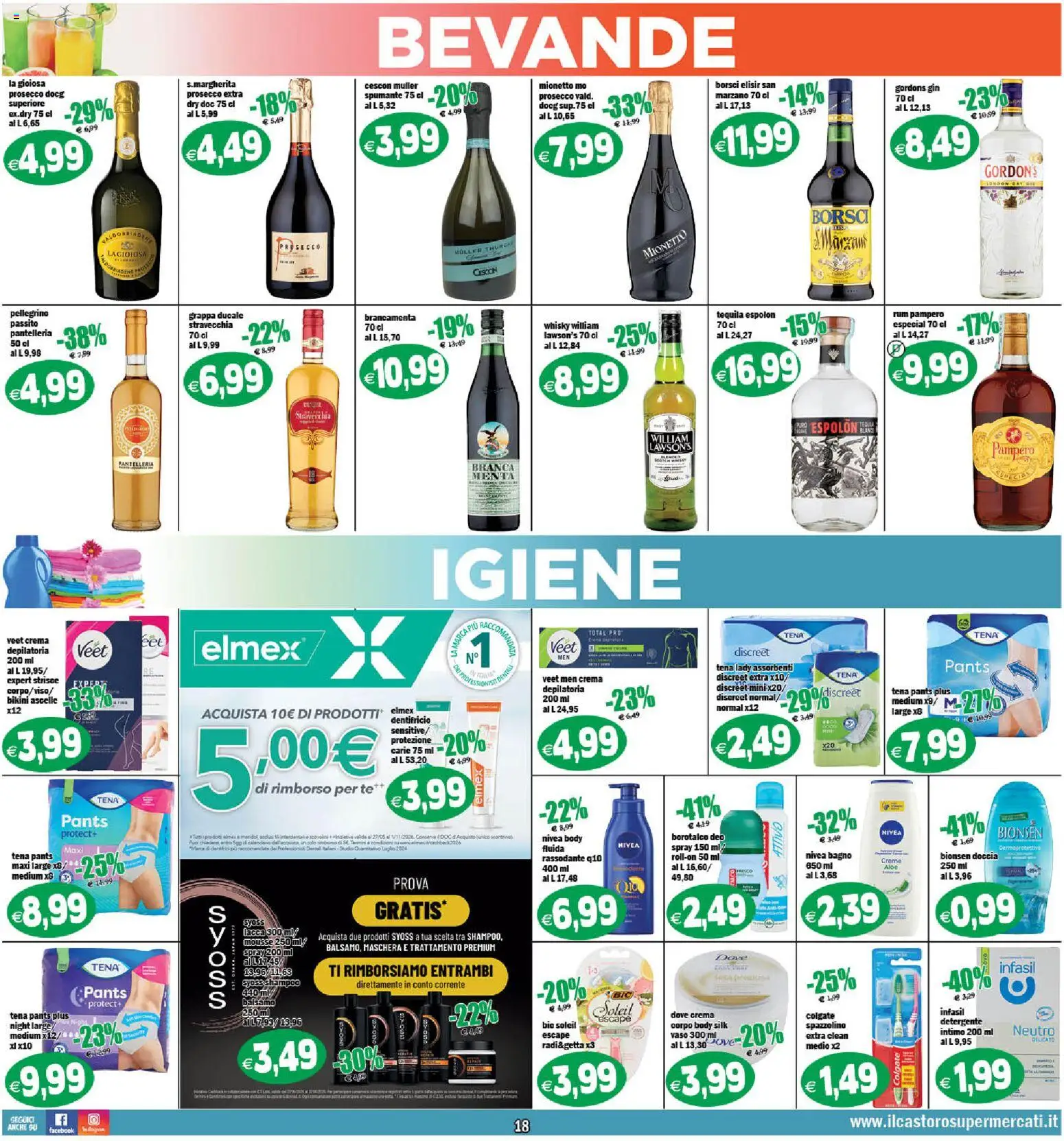 Volantino Il Castoro del 10/07/2026 | Pagina: 18 | Prodotti: Shampoo, Detergente, Intimo, Tequila