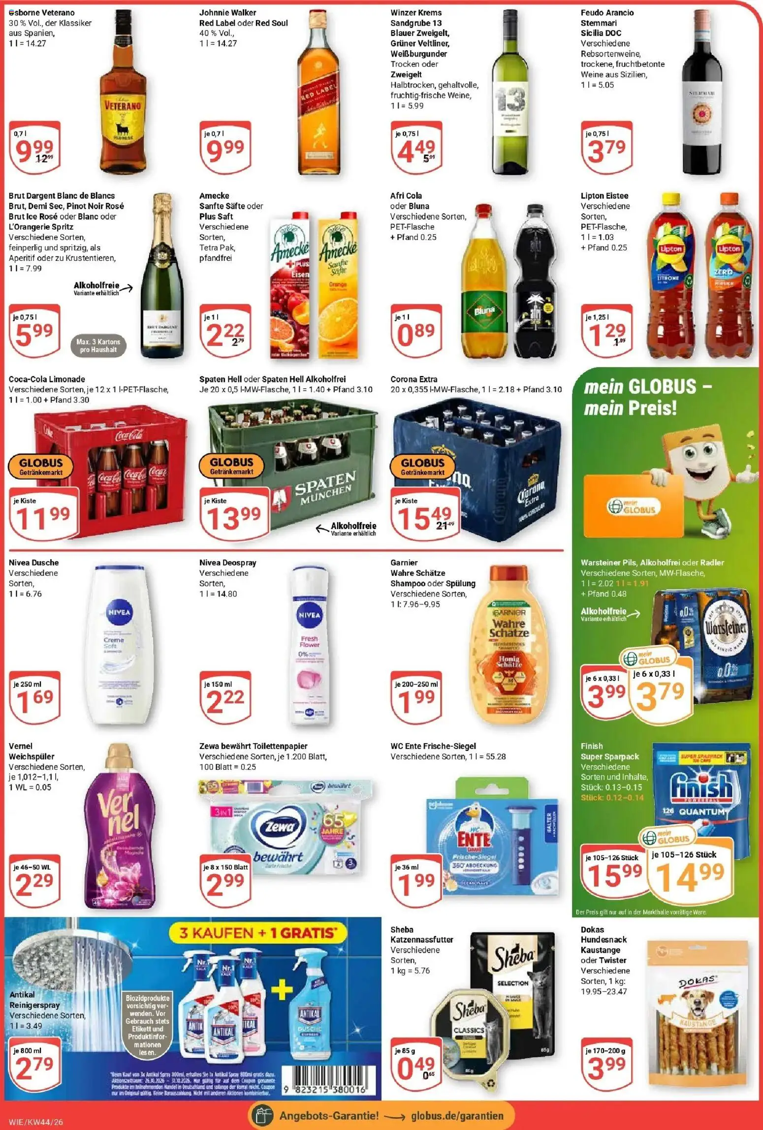 Globus Prospekt Waghäusel (ab 26.10.2026) » Angebote online | Seite: 5 | Produkte: Zewa, Finish, Warsteiner, Johnnie walker