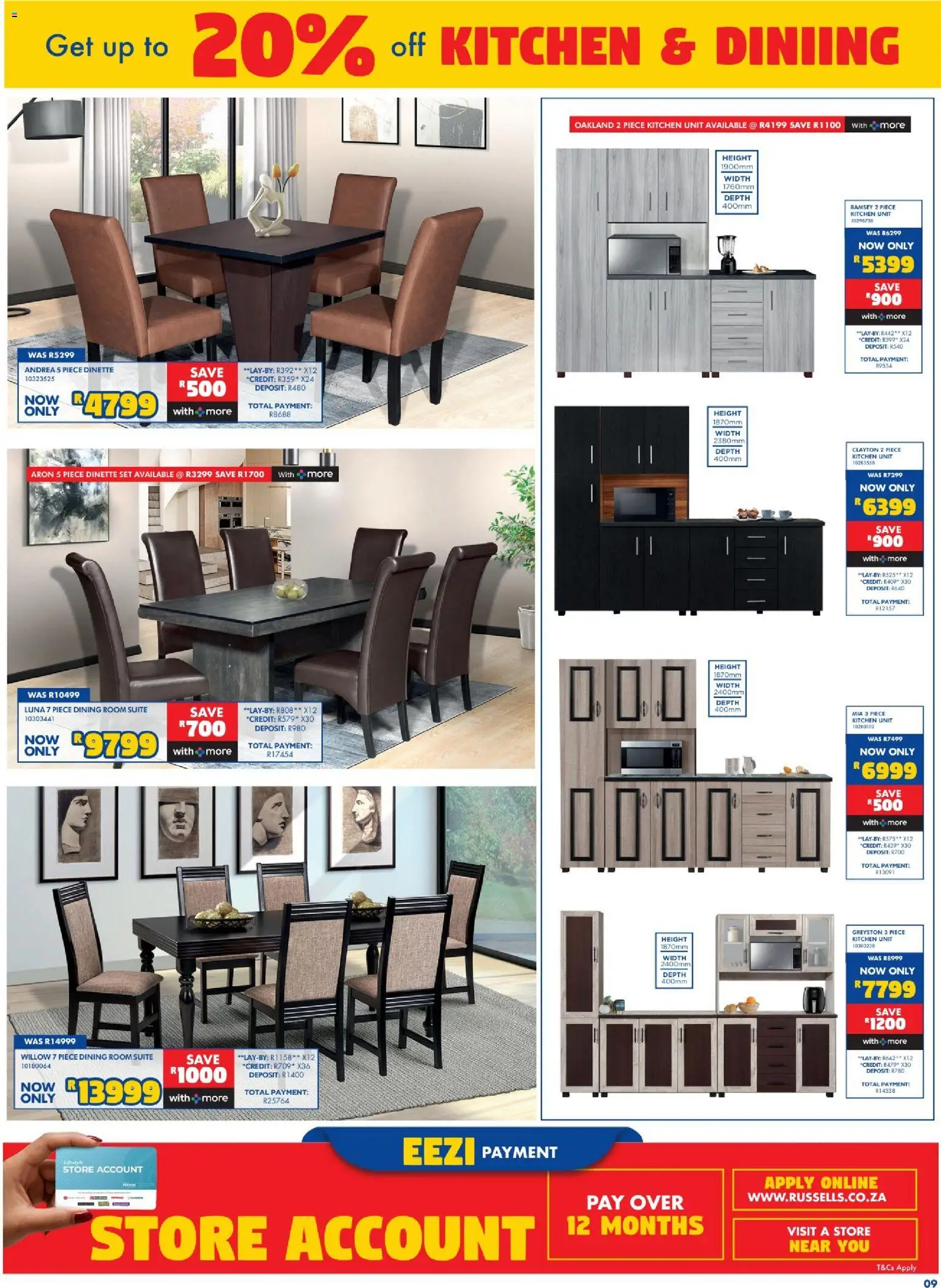 New Russells catalogue – valid from 17/09/2026 | Page: 9 | Products: Kitchen unit, Dining room suite, Dinette set