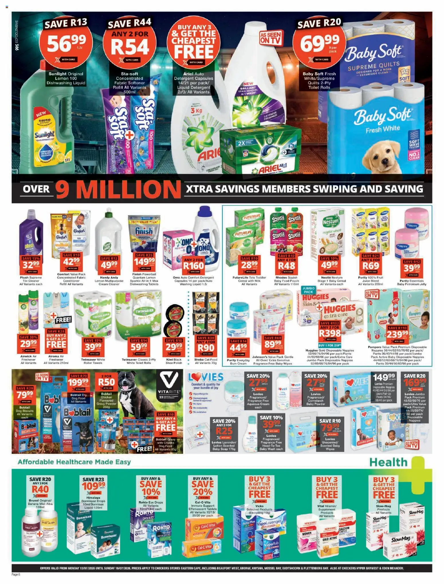 New Checkers catalogue – valid from 13/07/2026 | Page: 6 | Products: Toilet, Juice, Chicken, Cream