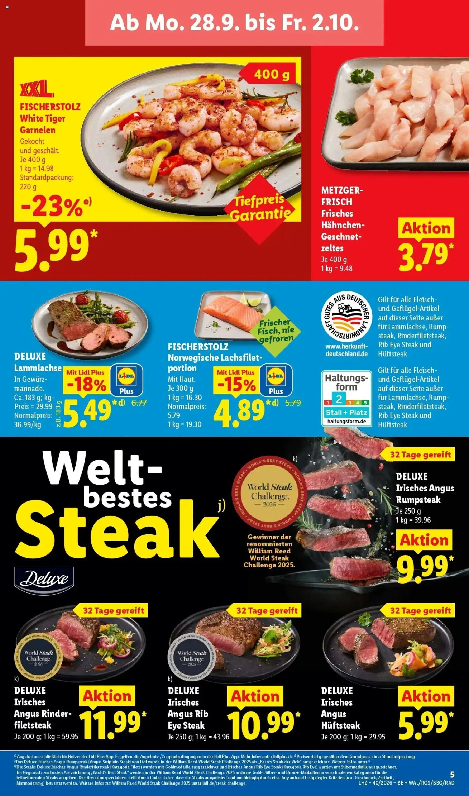 Lidl Prospekt Senftenberg (ab 28.09.2026) zum Blättern » Angebote | Seite: 11 | Produkte: Hahnchen, Garnelen, Tiger garnelen, Steak