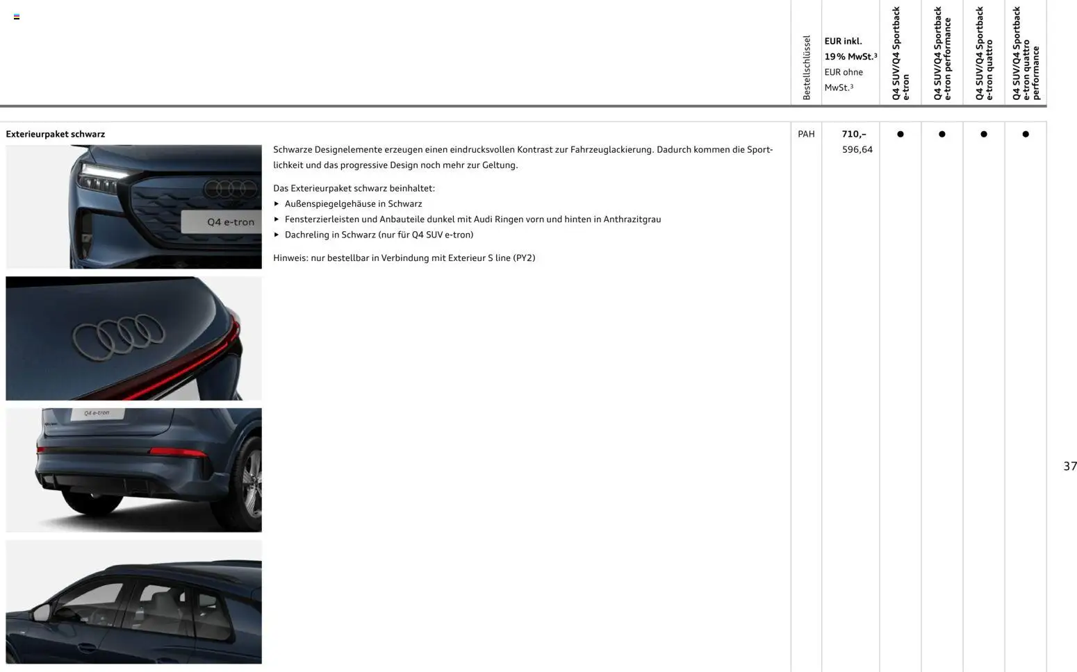 Audi Q4 e-tron / Q4 Sportback e-tron – gültig ab 03.09.2026 | Seite: 37