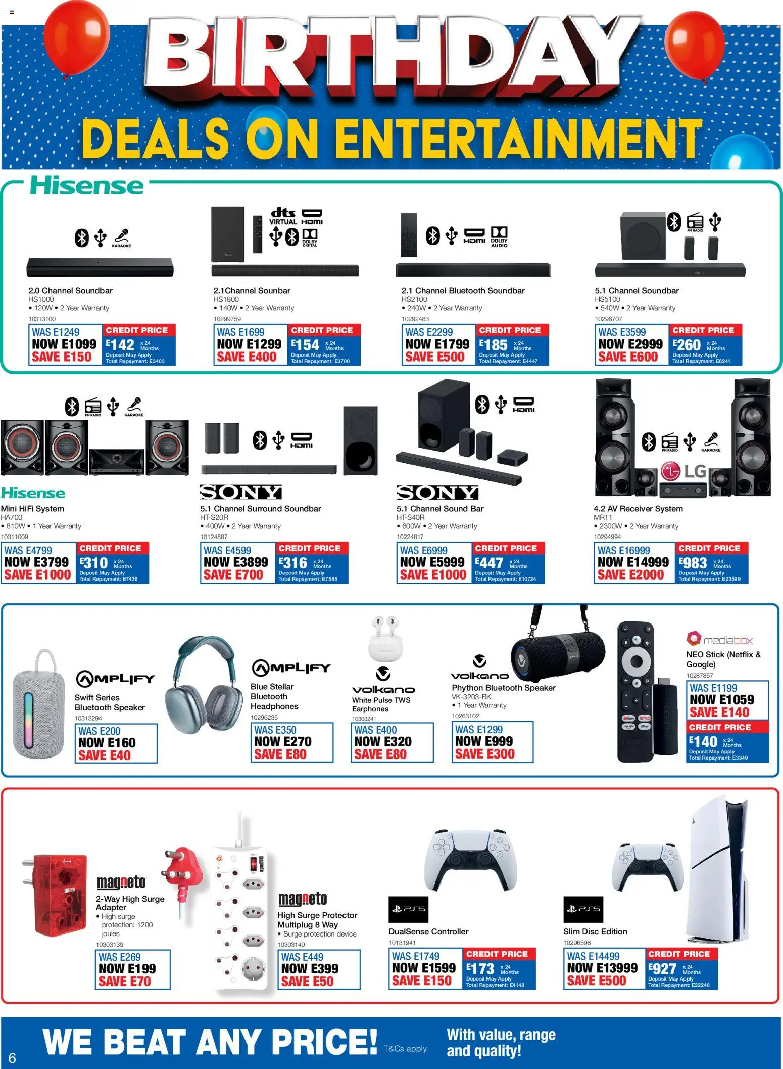 New OK Furniture catalogue – valid from 15.06.2026 | Page: 6 | Products: Earphones, Headphones, Surge protector, Soundbar