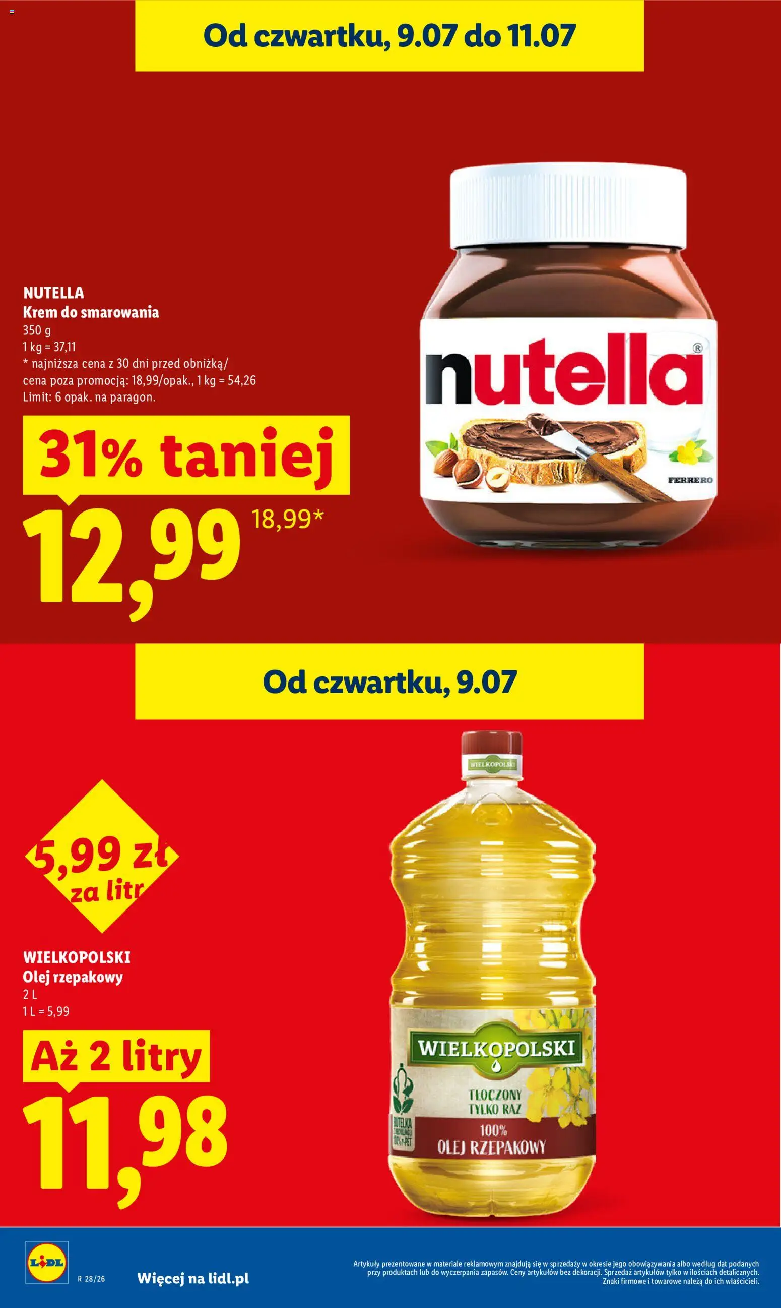 Lidl Polsko leták od 09.07.2026 | Strana: 20 | Produkty: Olej, Krém, Nutella