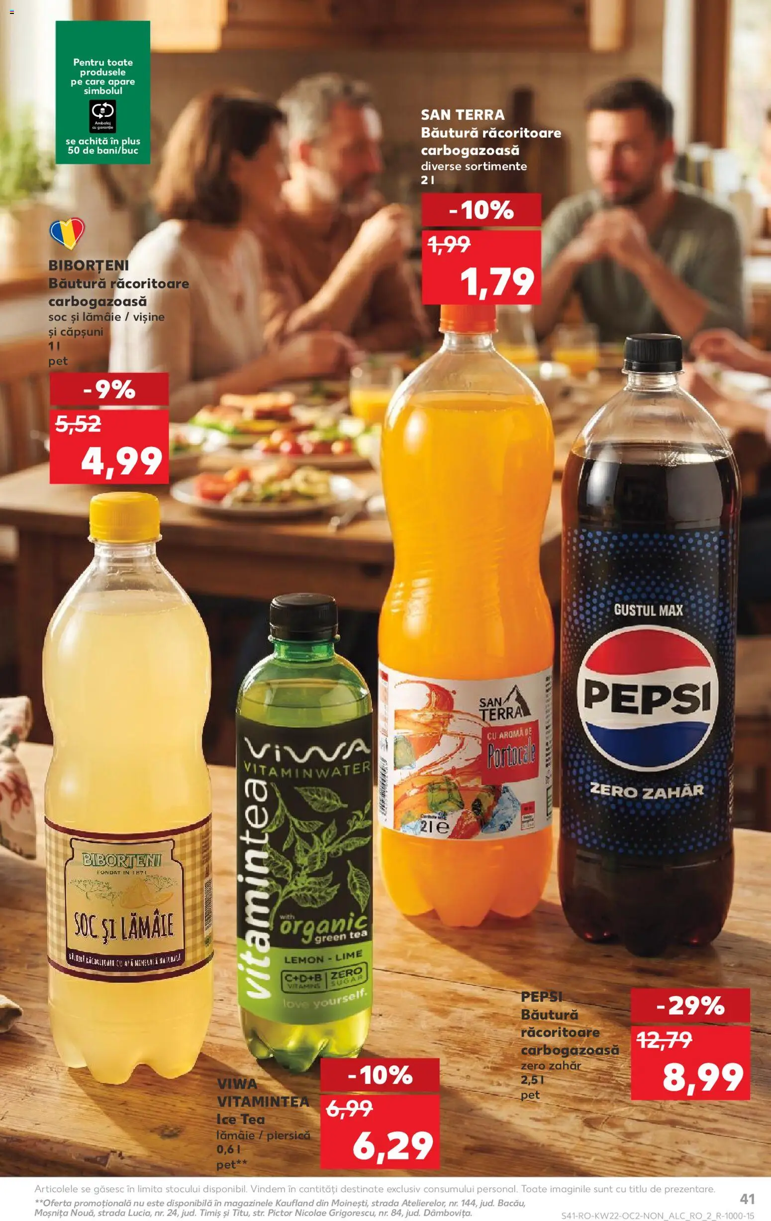 Kaufland RO akciós ujság - amely érvényes a következő dátumtól: 27.05.2026 | Oldal: 41 | Termékek: Lime, Pepsi, Ice tea, Tea