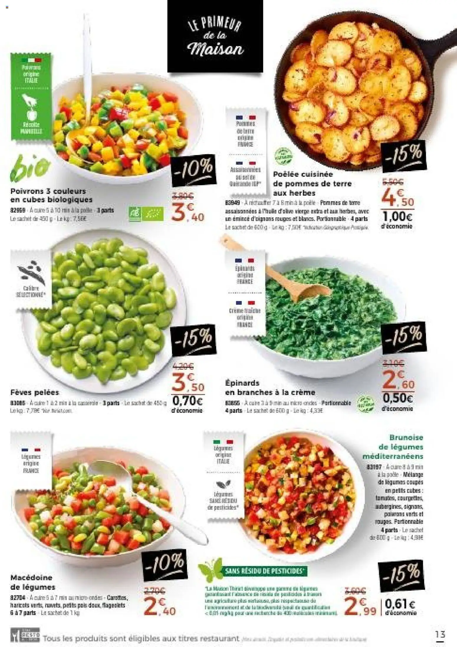 {H1} | Page: 13 | Produits: Pommes, Crème, Pommes de terre