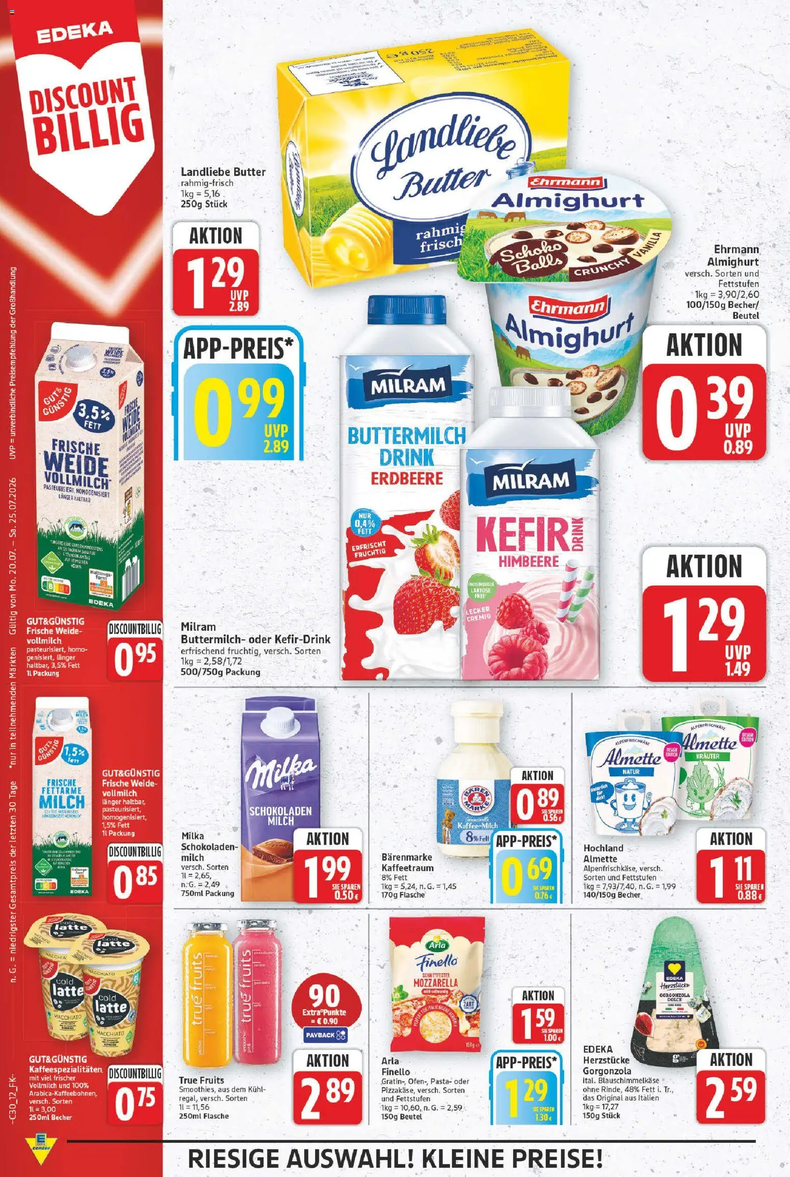 E center Prospekt – gültig ab 20.07.2026 | Seite: 13 | Produkte: Buttermilch, Milch, Landliebe butter, Himbeere