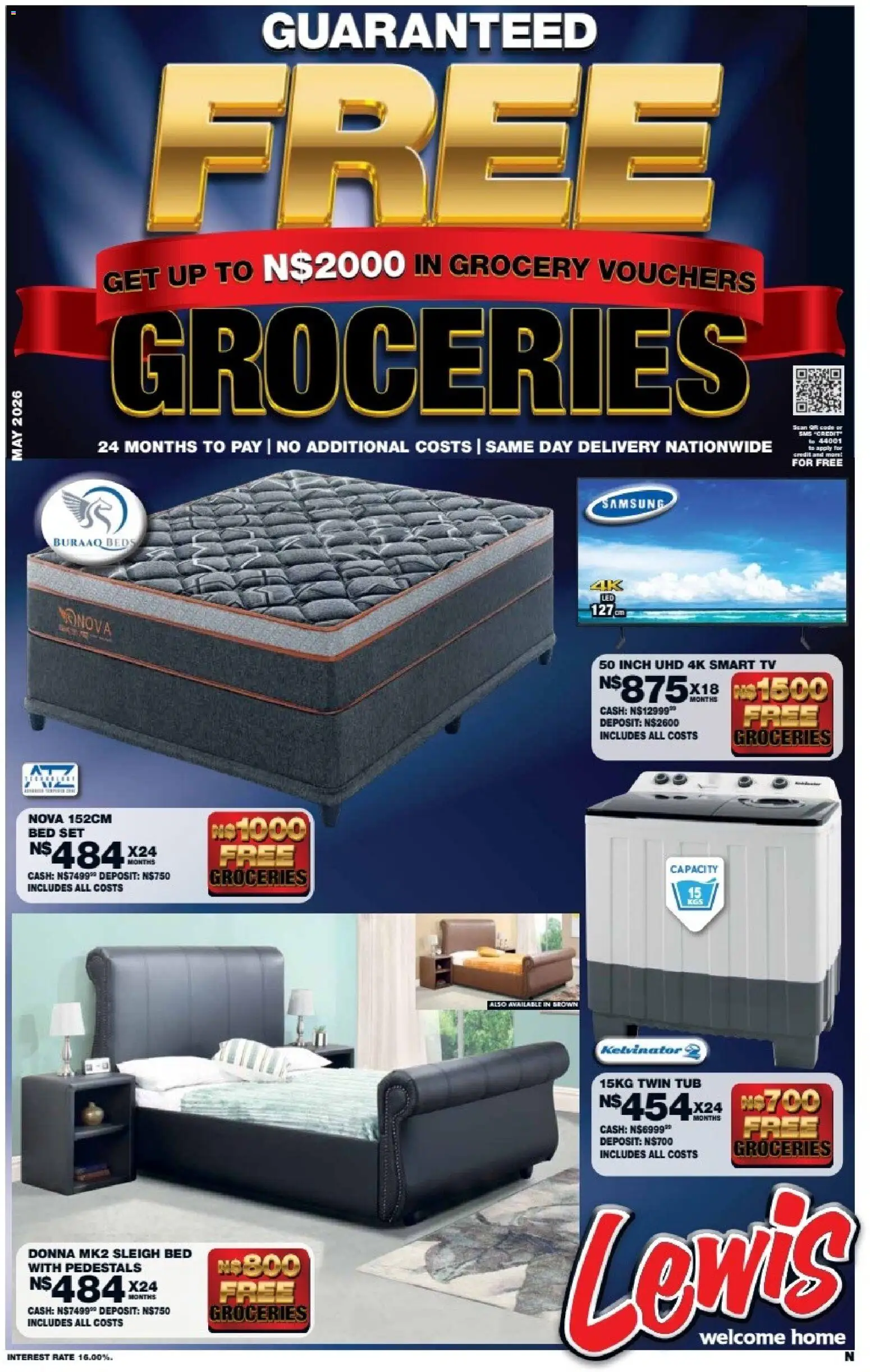 New Lewis Stores catalogue – valid from 11.05.2026 | Page: 1 | Products: Bed, TV