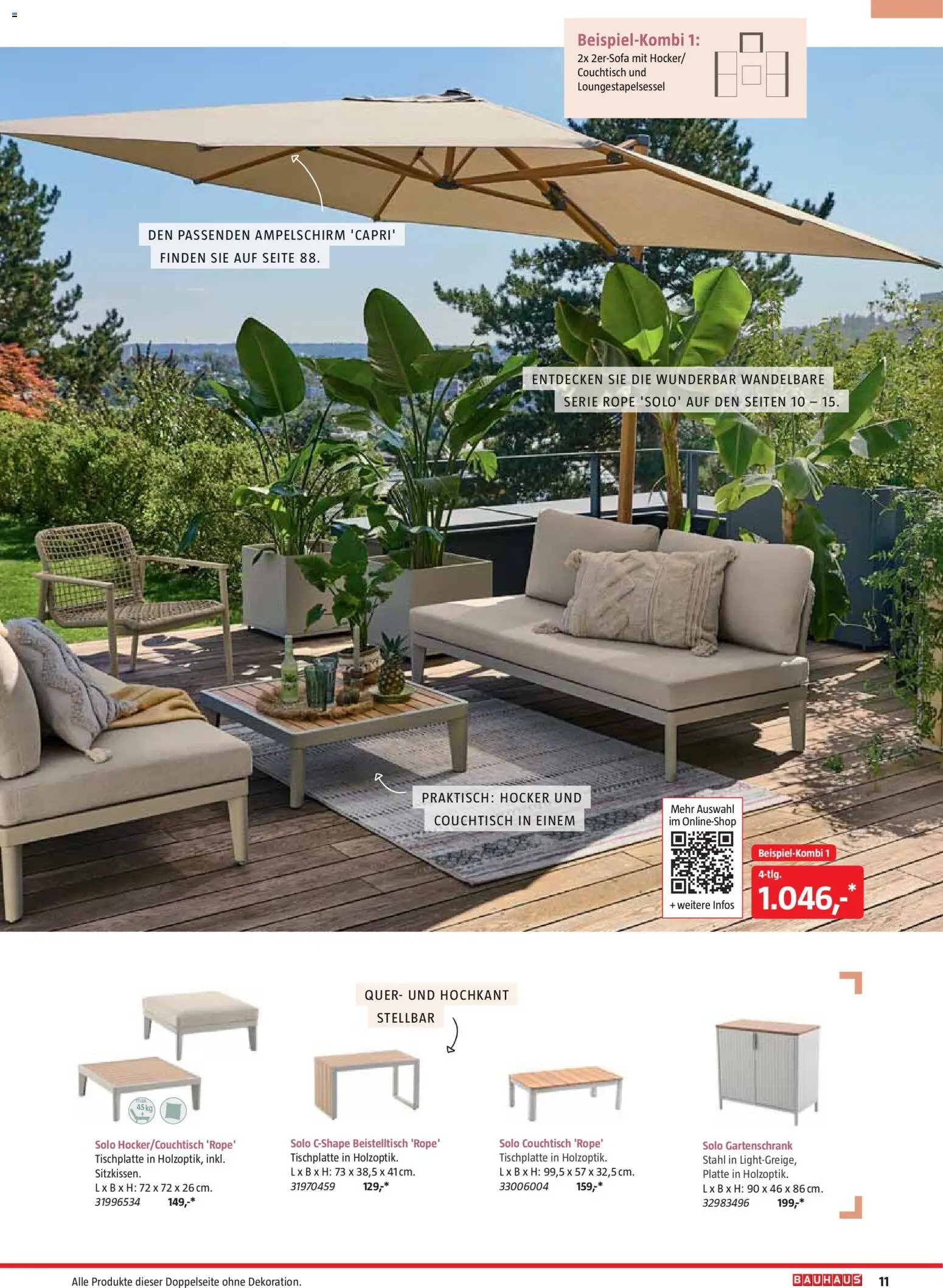 Bauhaus Freizeit im Garten – gültig ab 02.03.2026 | Seite: 11 | Produkte: Hocker, Beistelltisch, Couchtisch