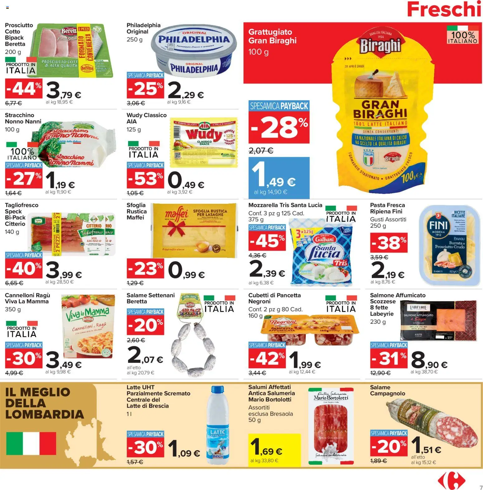 Volantino Carrefour del 23/10/2026 | Pagina: 7 | Prodotti: Salame, Ragú, Burrata, Lasagne