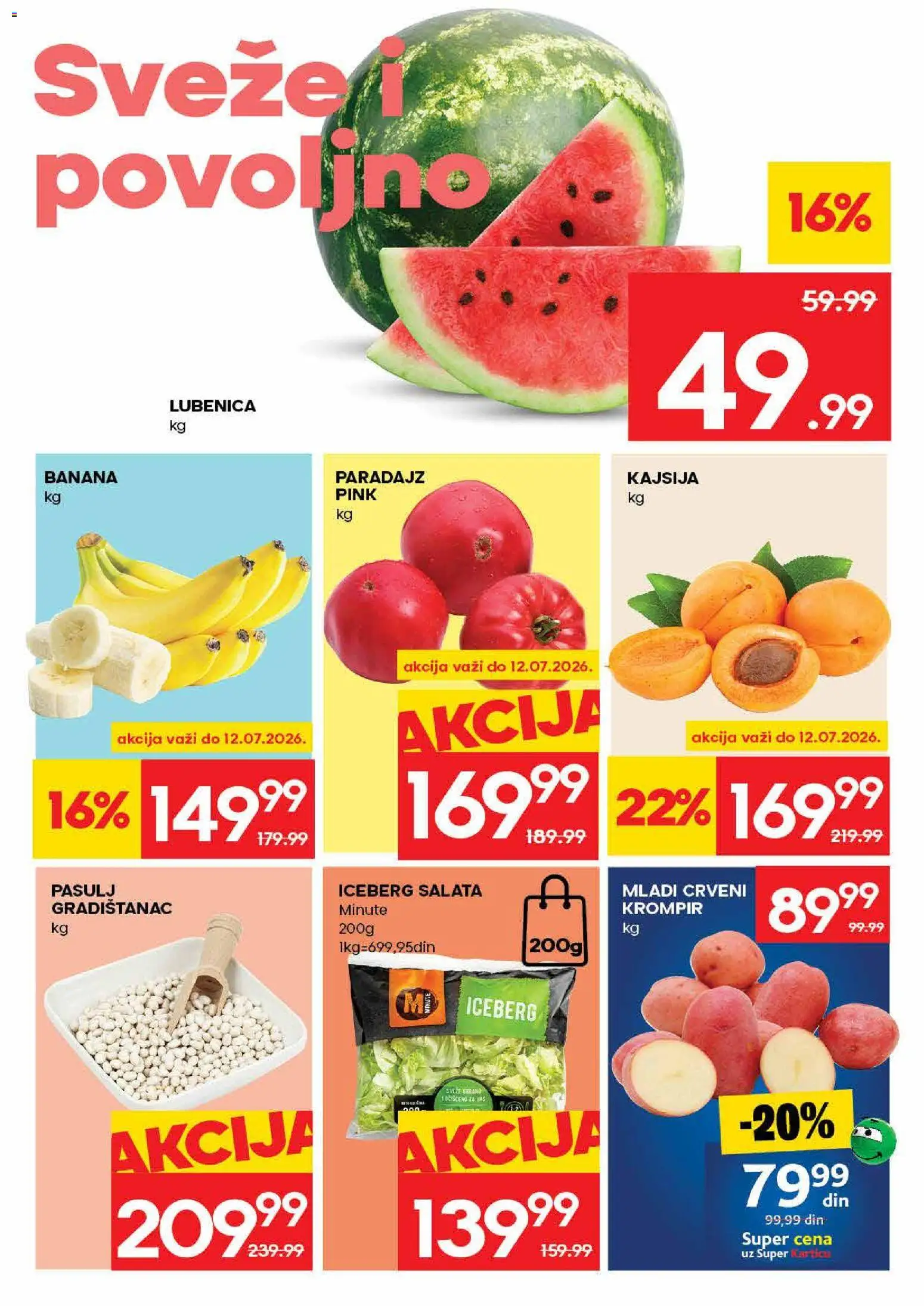 Roda katalog - važi od 09.07.2026 | Strana: 2 | Proizvode: Pasulj, Iceberg salata, Kajsija, Lubenica