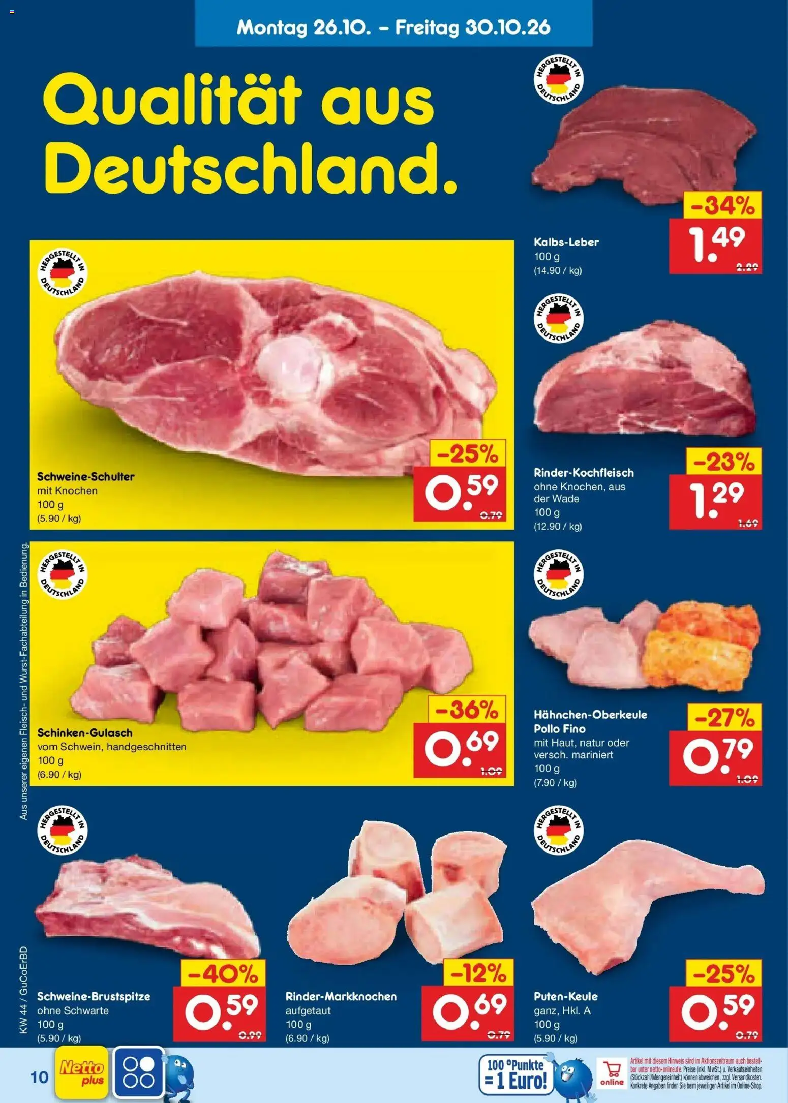 Netto Marken-Discount Prospekt Weimar – gültig ab 26.10.2026 | Seite: 22 | Produkte: Kalbsleber, Fleisch