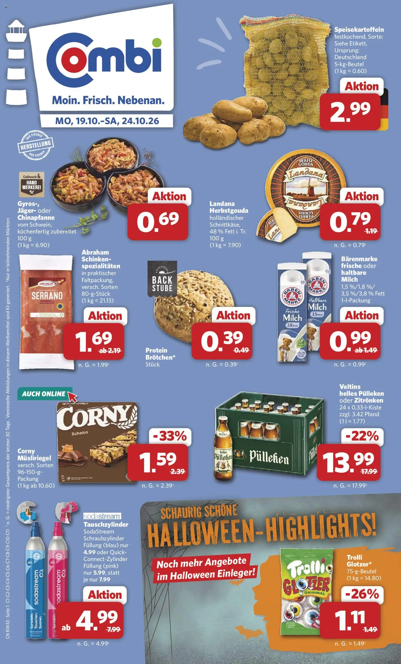Combi Prospekt – gültig ab 19.10.2026 | Seite: 1 | Produkte: Helles pulleken, Spezialitäten, Gyros, Sodastream