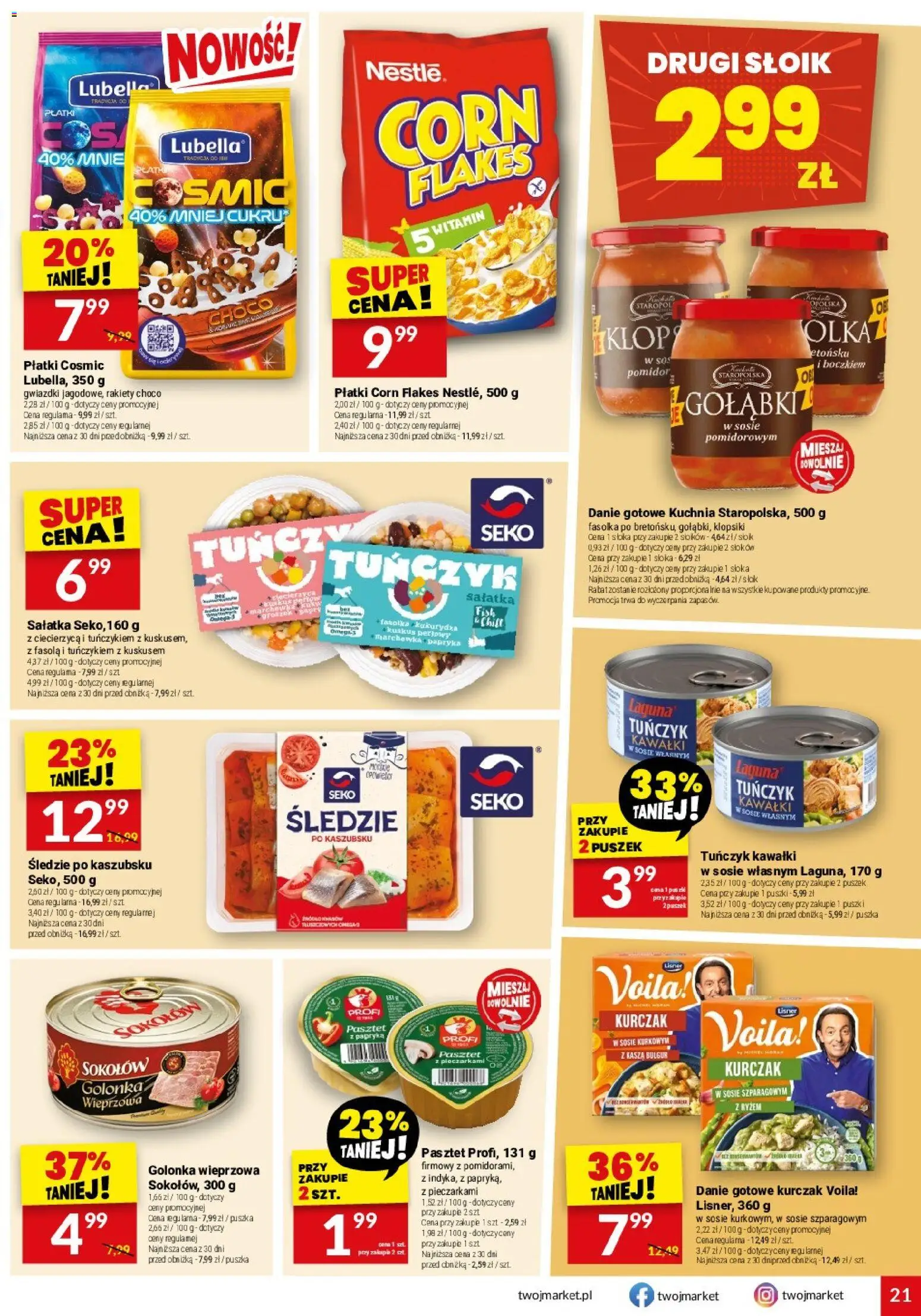 Twój Market gazetka od 16.09.2026 | Strona: 21 | Produkty: Golonka, Ciecierzyca, Tuńczyk, Śledzie po kaszubsku