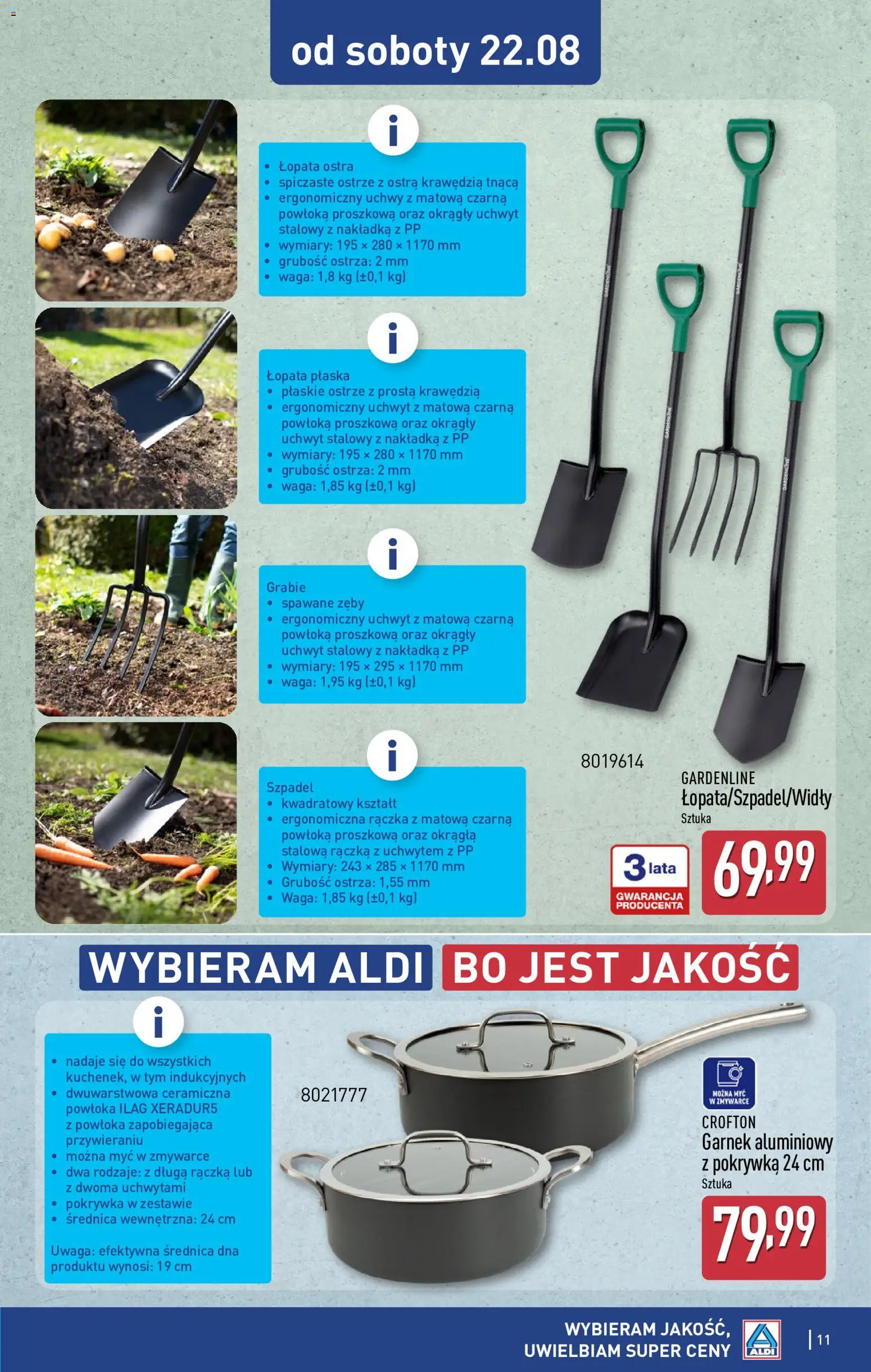 Aldi Polsko leták - Ostatnie sztuki w wybranych sklepach od 18.08.2026 | Strana: 11 | Produkty: Lopata