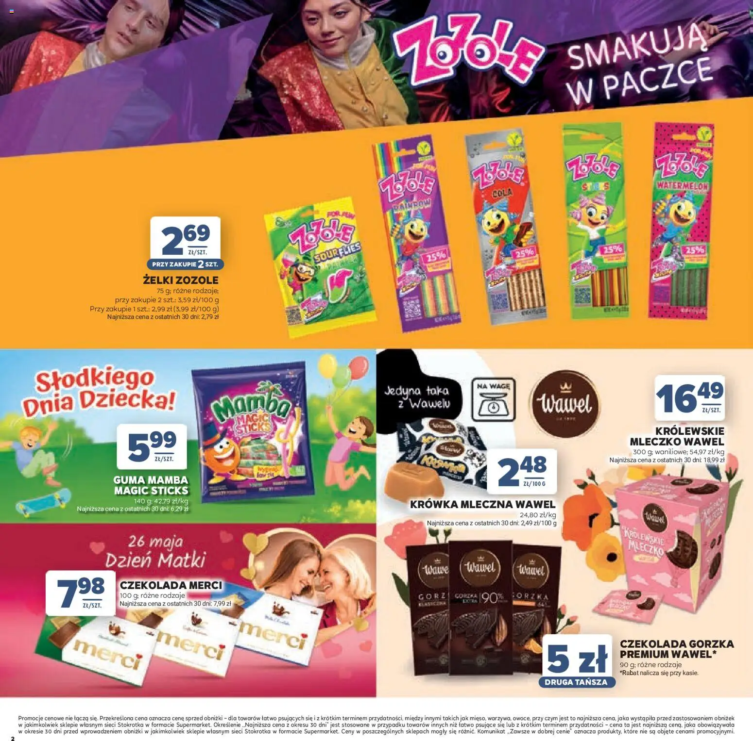 Stokrotka gazetka - Dzień Matki i Dziecka od 21.05.2026 | Strona: 2 | Produkty: Czekolada merci, Stokrotka, Czekolada gorzka, Merci