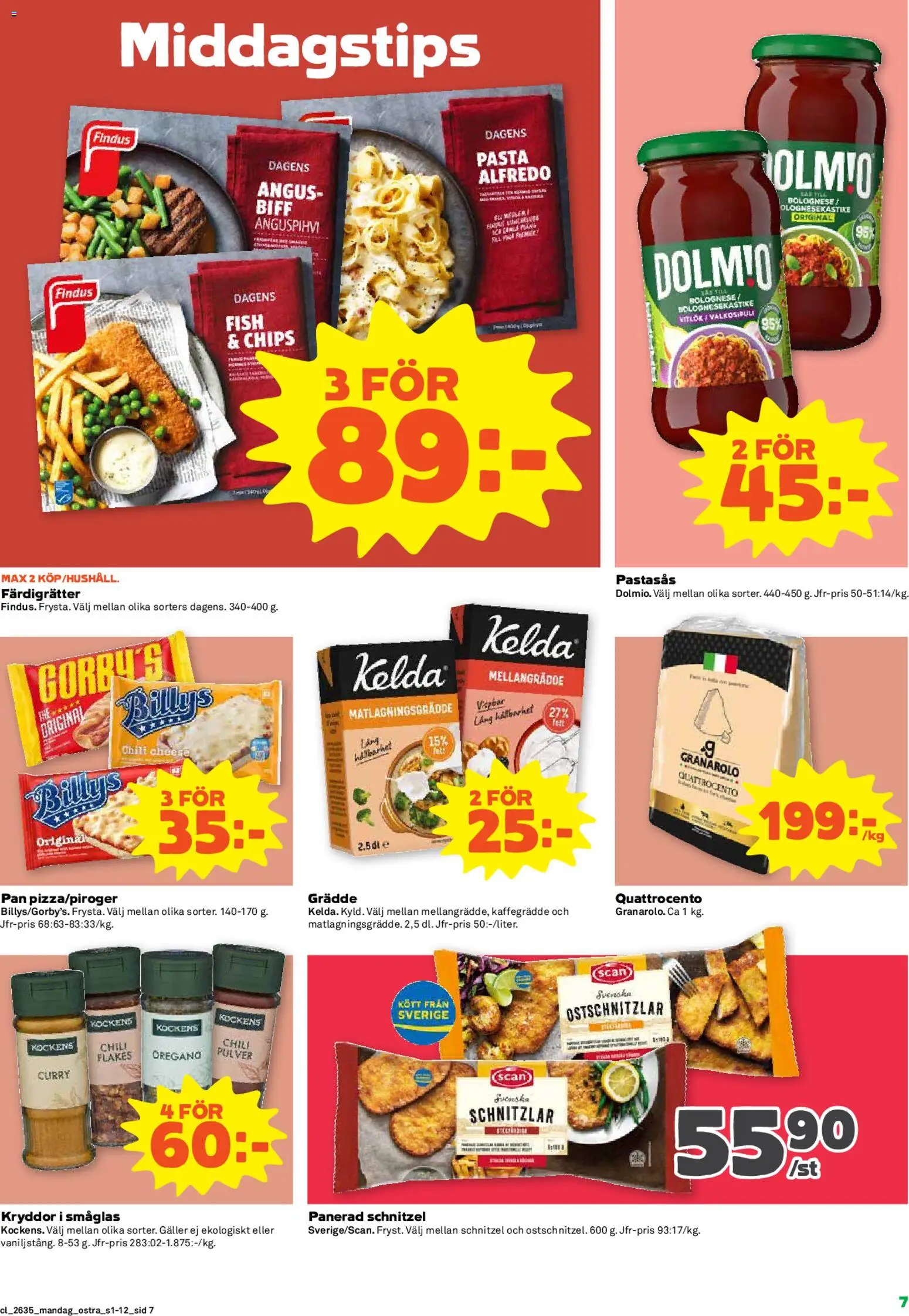 Coop reklamblad aktuell från 24/08/2026 | Sida: 7 | Produkter: Kryddor, Kött, Pasta, Matlagningsgrädde