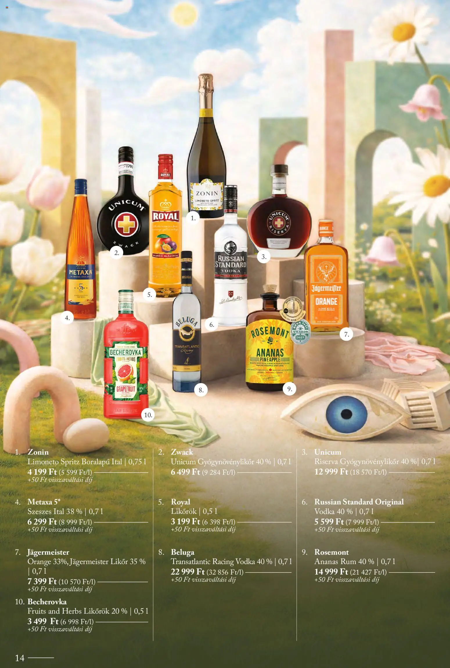 CBA Príma akciós ujság - amely érvényes a következő dátumtól: 18.05.2026 | Oldal: 14 | Termékek: Jägermeister, Becherovka, Likőr, Vodka