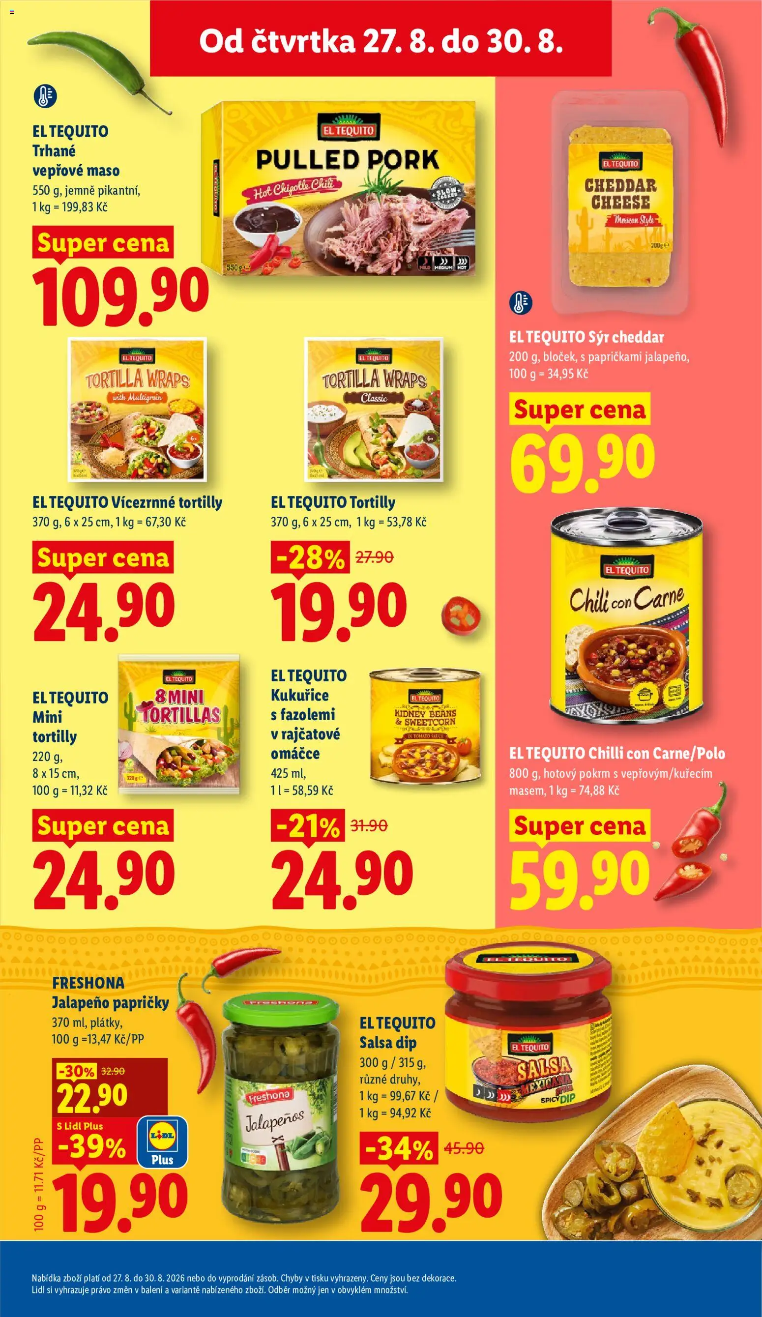 Lidl leták od 27.08.2026 | Strana: 23 | Produkty: Tortilla wraps, Salsa dip, Jalapeňos, Tortilla