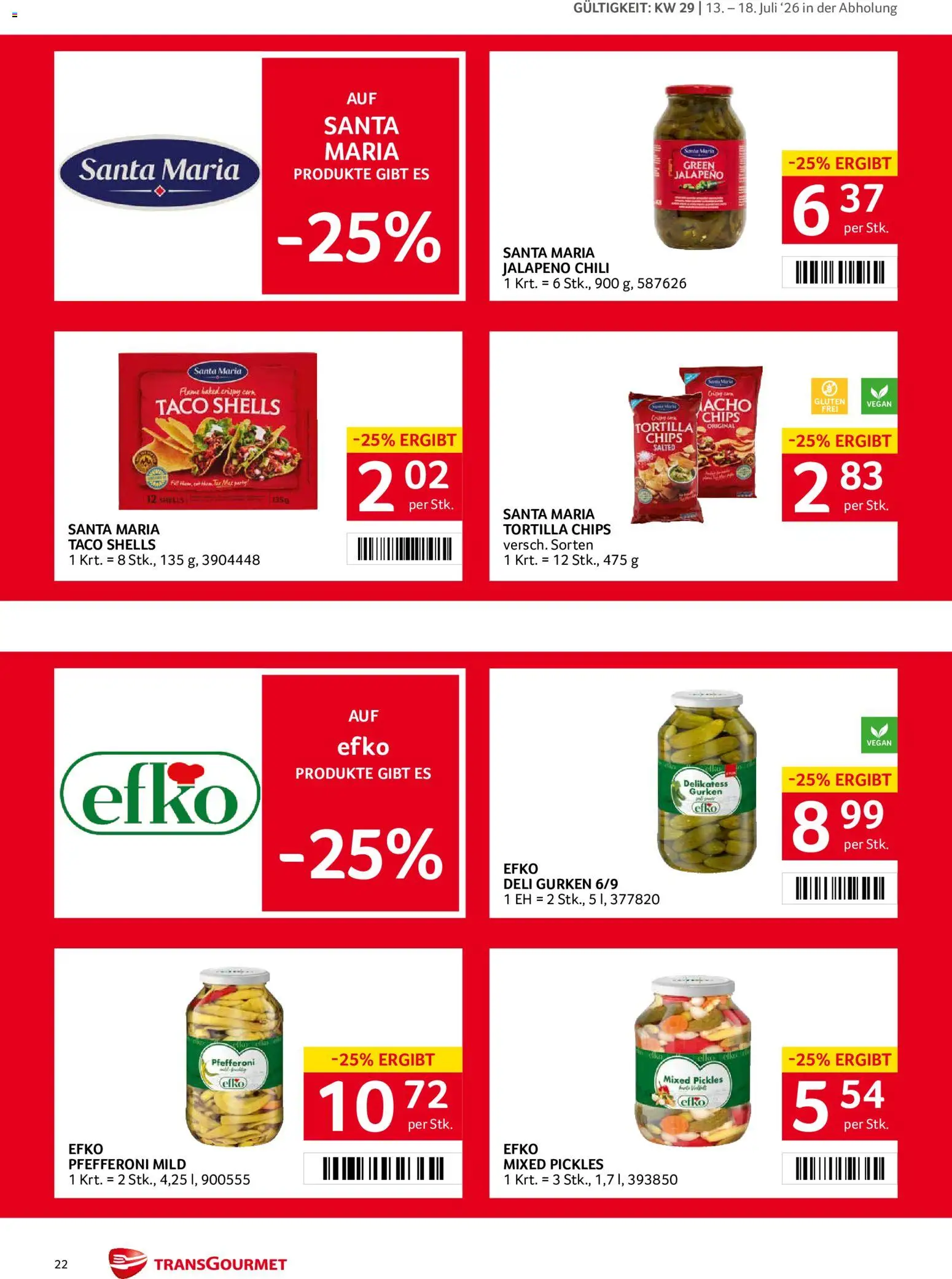Transgourmet Flugblatt gültig ab 13.07.2026 | Seite: 22 | Produkte: Chips, Gurken, Chili