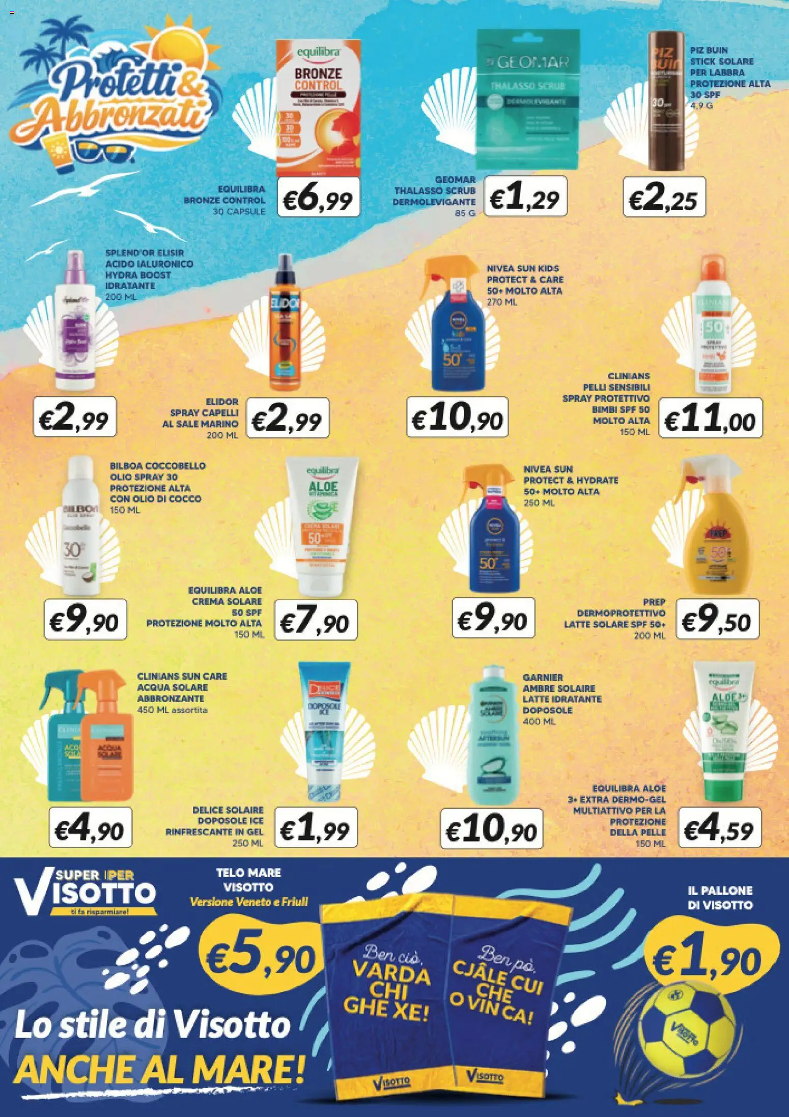 Volantino Visotto del 03.06.2026 | Pagina: 8 | Prodotti: Crema solare, Spray capelli, Acqua solare, Olio