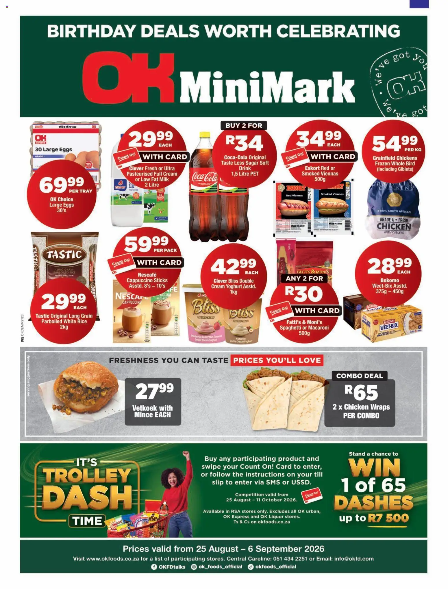 New OK Foods catalogue – valid from 25/08/2026 | Page: 1 | Products: Tray, Yoghurt, Chicken, Rice