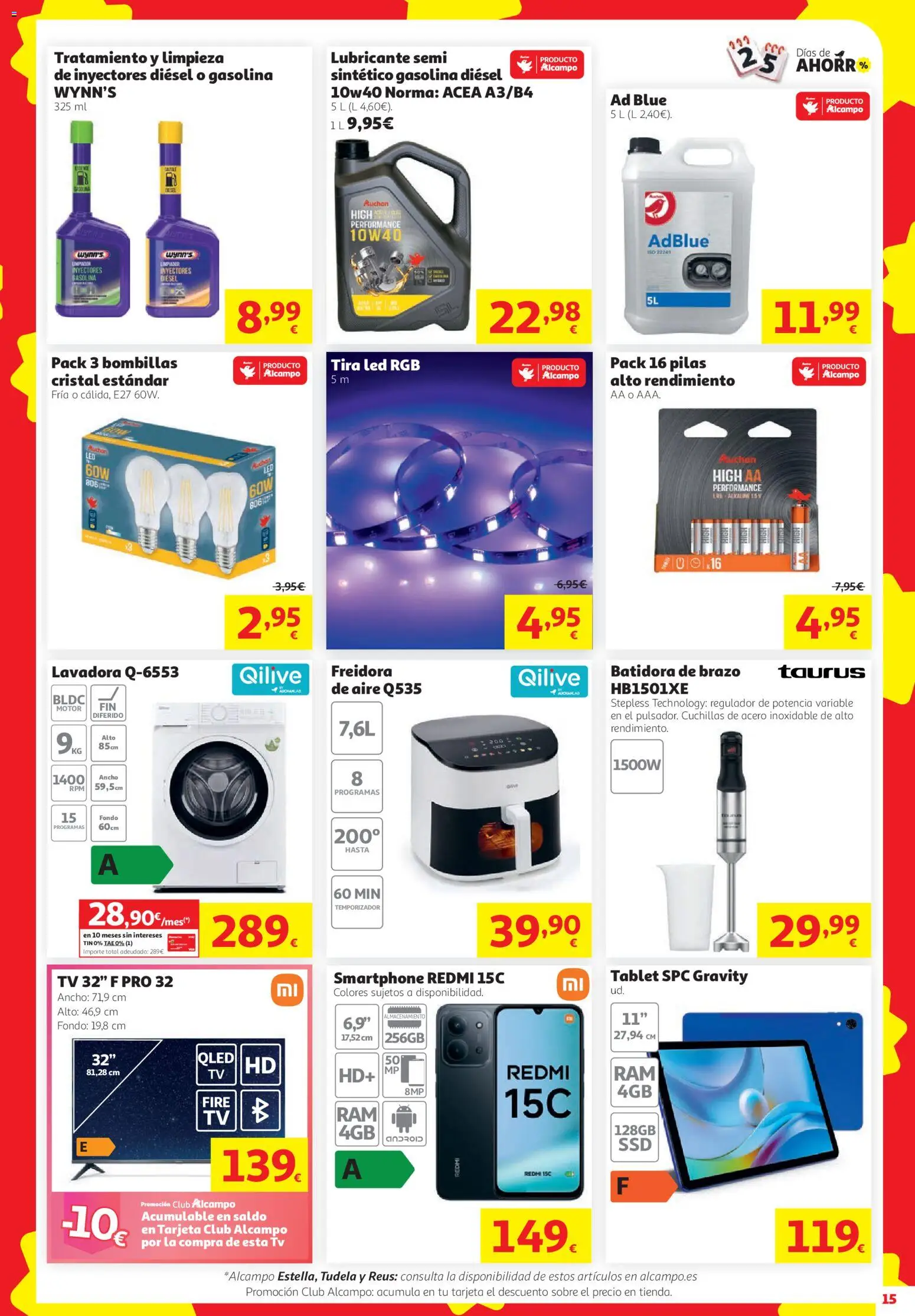 Alcampo Superstore │ válido desde el 08/10/2026 | Página: 15 | Productos: Lubricante, Smartphone, Tablet, Freidora