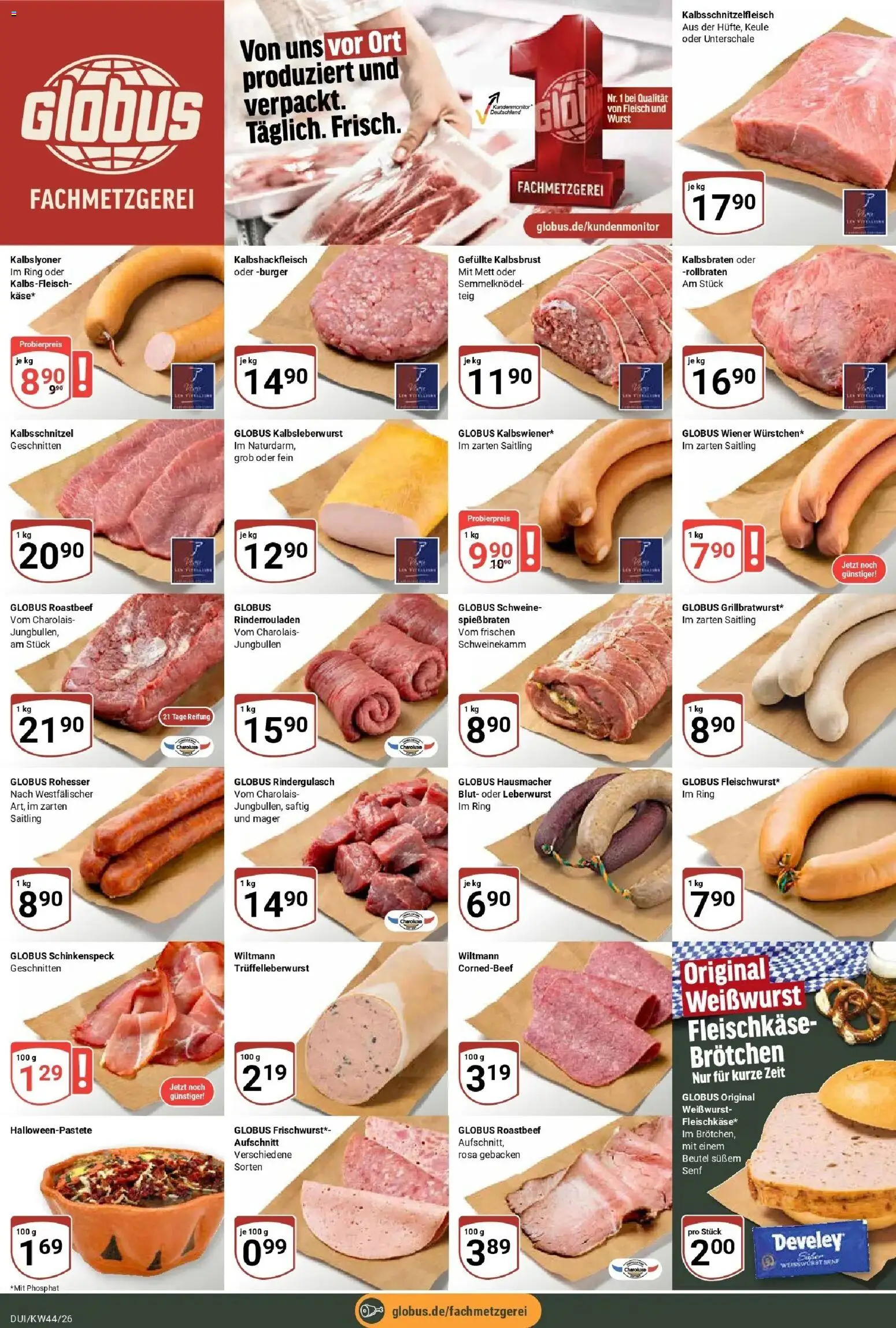 Globus Prospekt Duisburg (ab 26.10.2026) » Angebote online | Seite: 7 | Produkte: Rindergulasch, Weißwurst, Roastbeef, Wurst