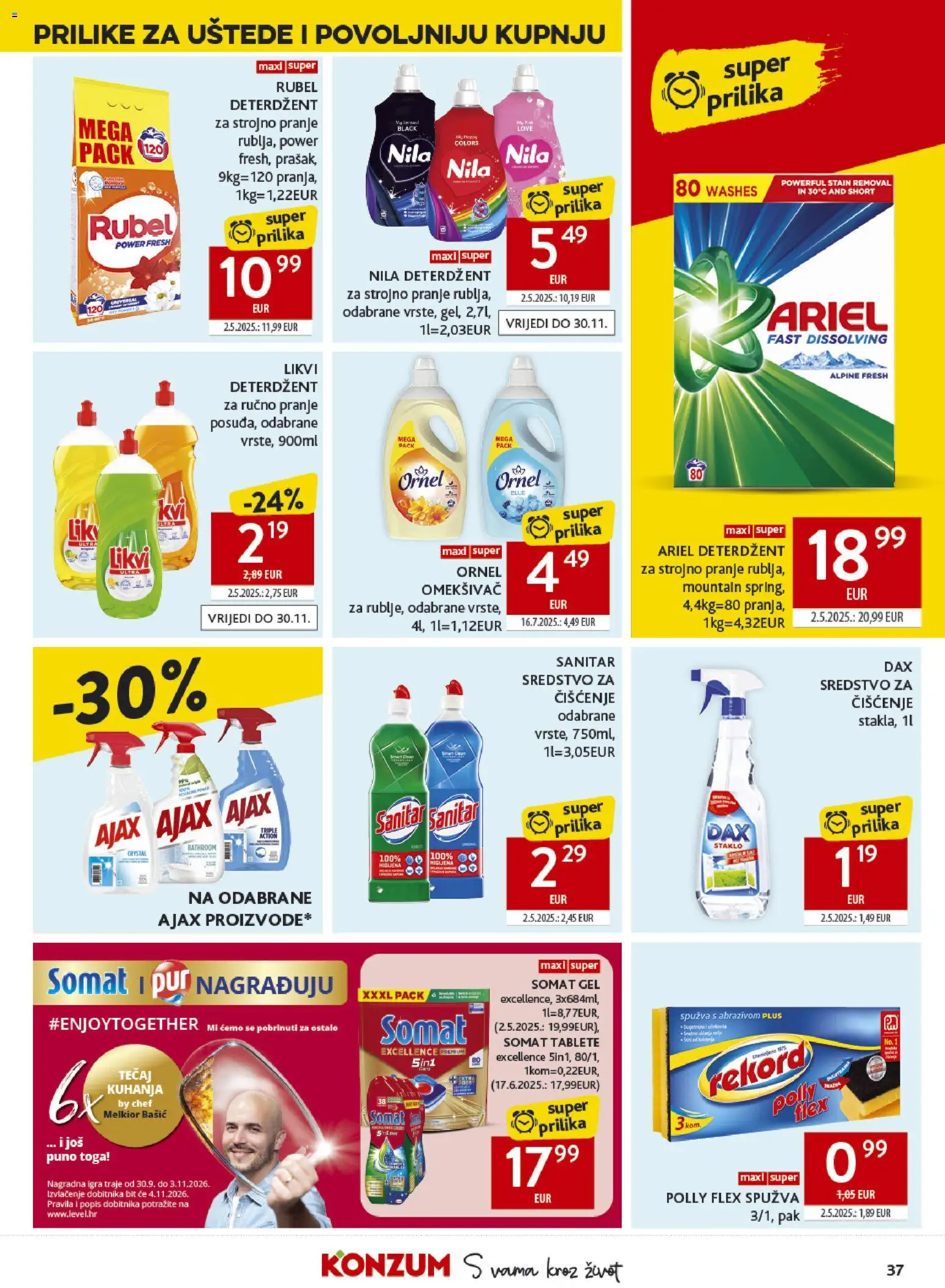 Konzum HR akciós ujság - amely érvényes a következő dátumtól: 2026.10.21. | Oldal: 37 | Termékek: Ariel, Somat, Pur, Gél