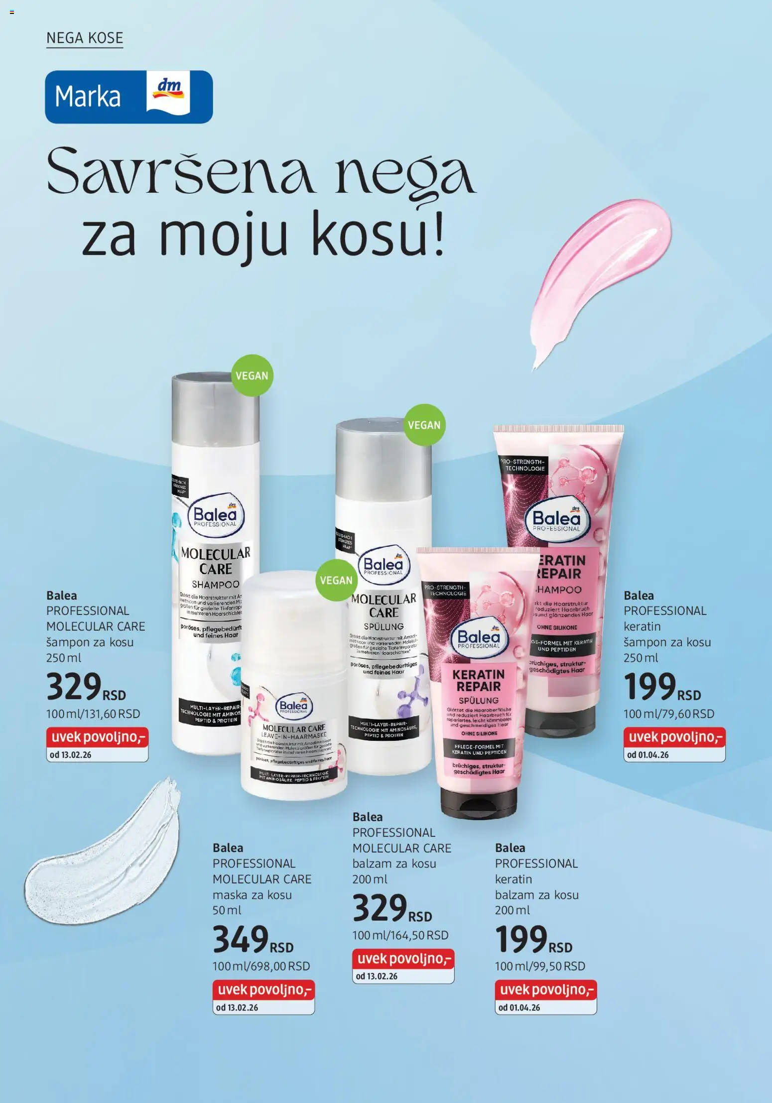 DM Drogerie katalog - važi od 01.04.2026 | Strana: 14 | Proizvode: Protein, Šampon, Maska za kosu, Balzam za kosu