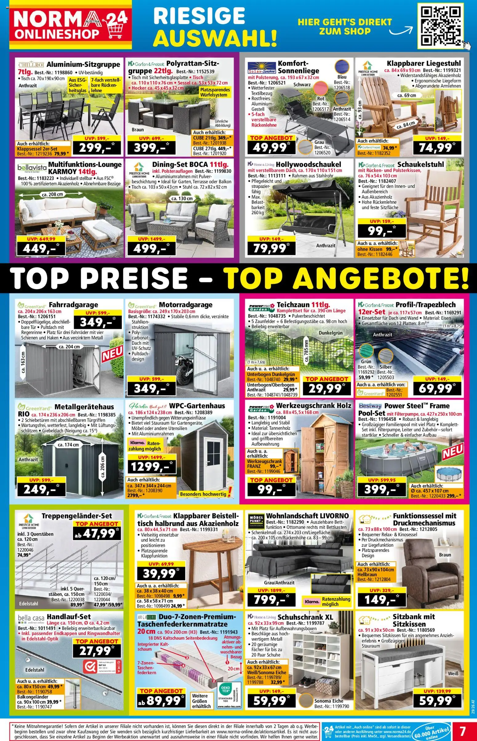 Norma Online shop gültig ab 13.07.2026 | Seite: 2 | Produkte: Bett, Kissen, Sessel, Liegestuhl