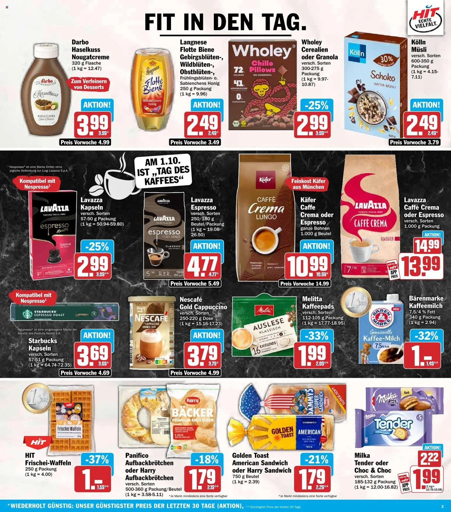 HIT Prospekt – gültig ab 28.09.2026 | Seite: 3 | Produkte: Musli, Kaffeepads, Kolln, Toast