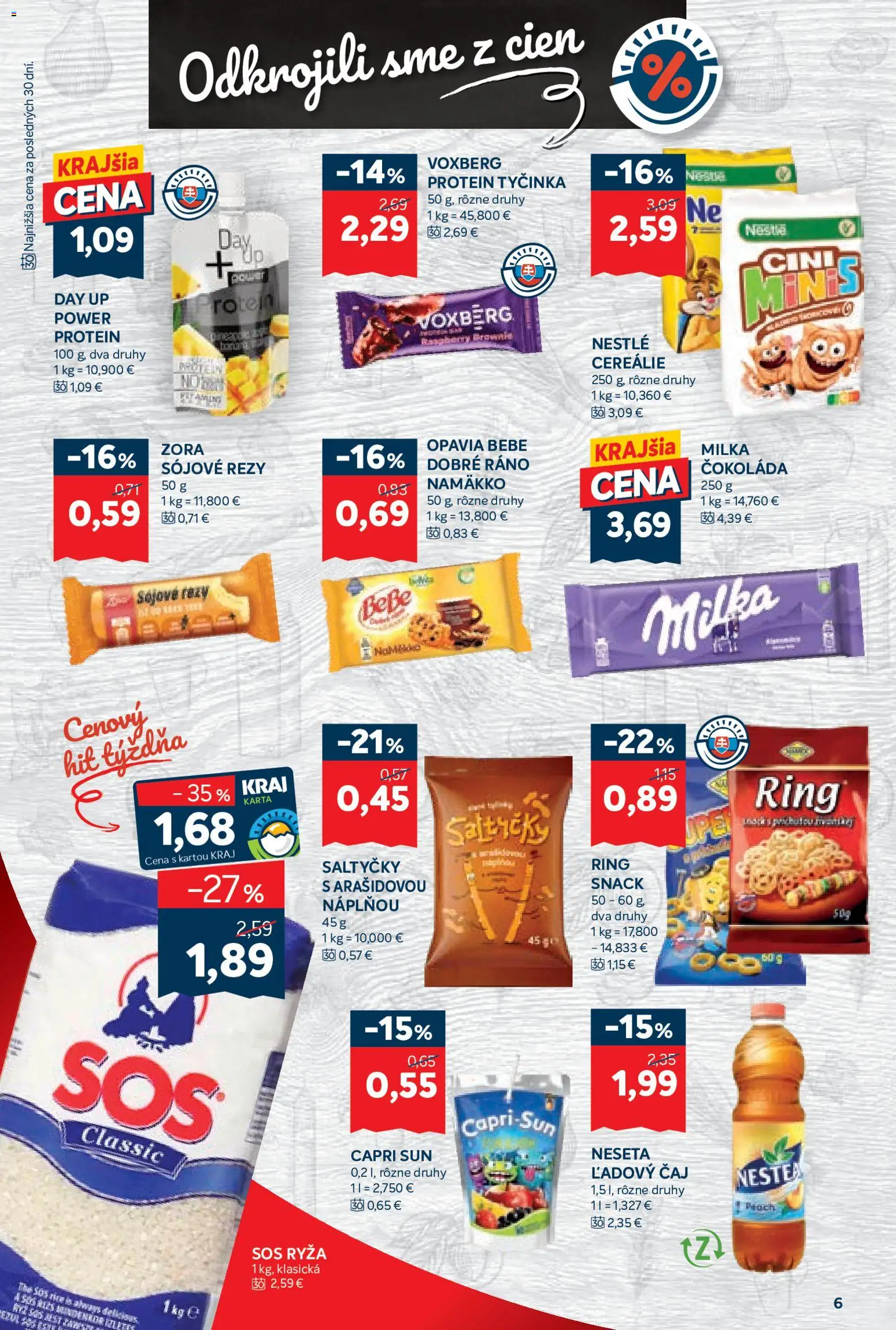 Nové Kraj akcie – leták je platný od 11.06.2026 | Strana: 10 | Produkty: BeBe Dobré ráno, Ryža, Čokoláda, Milka