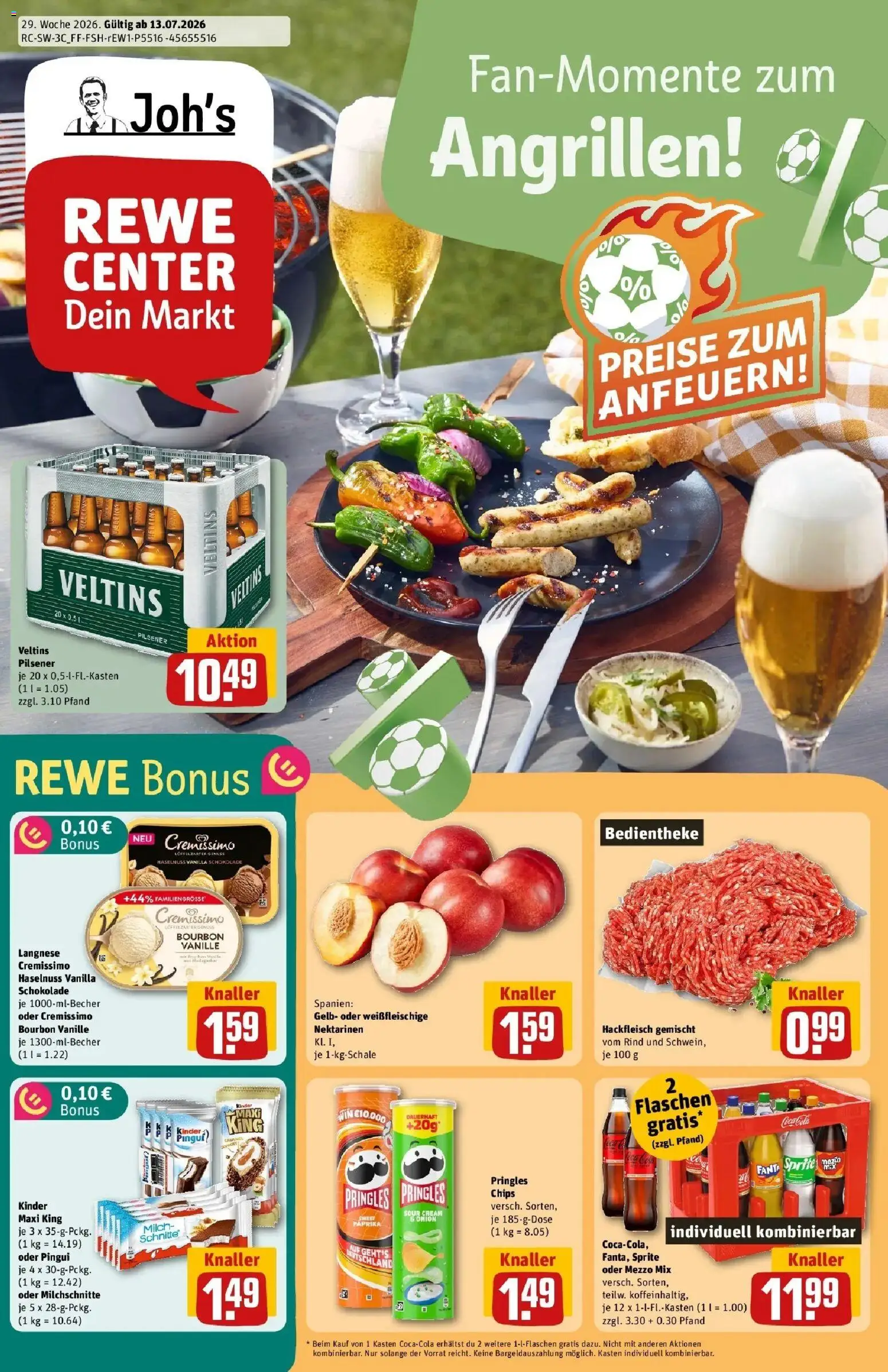 Rewe Prospekt Mannheim – gültig ab 13.07.2026 | Seite: 1 | Produkte: Langnese, Fanta, Sprite, Schokolade