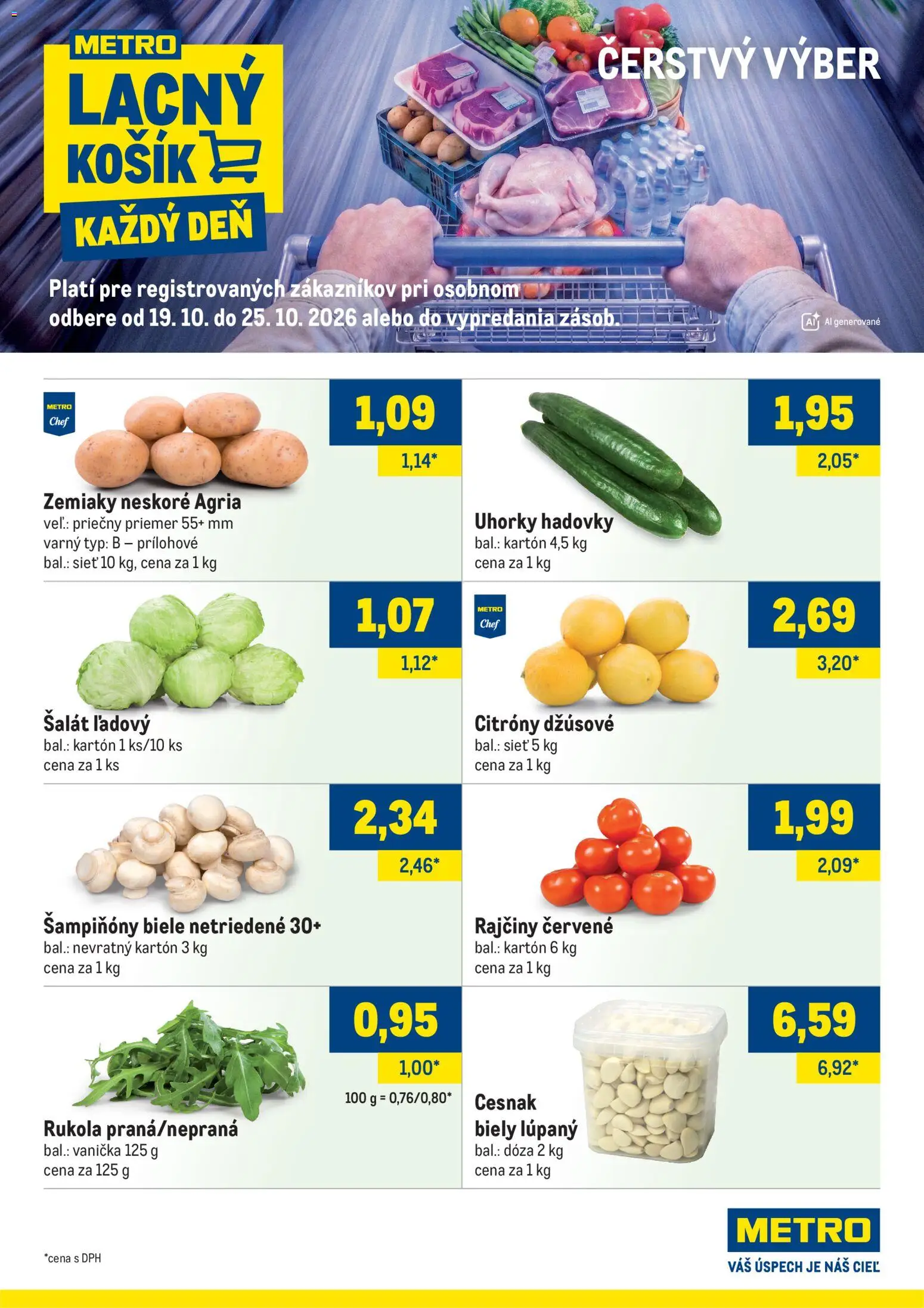Nové Metro akcie – leták je platný od 19.10.2026 | Strana: 2 | Produkty: Citróny, Cesnak, Šalát, Uhorky