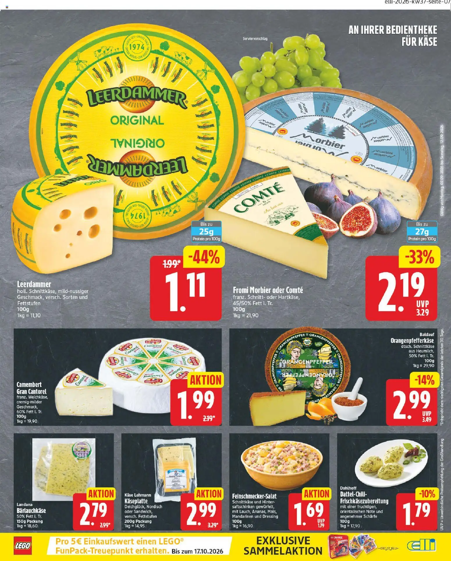 Elli Markt Prospekt – gültig ab 07.09.2026 | Seite: 7 | Produkte: Käse, Dressing, Mandarinen, Camembert