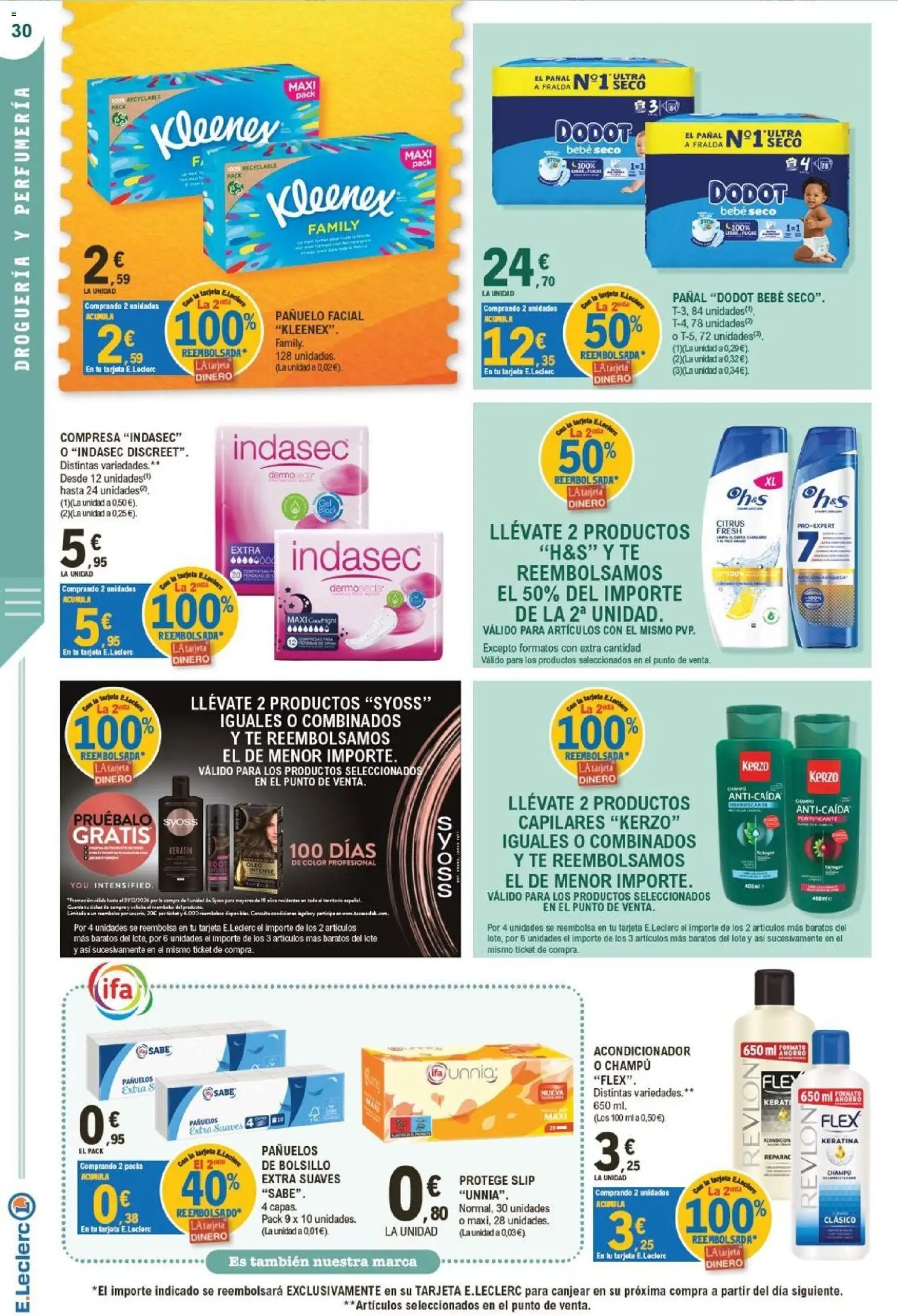 E.Leclerc - Ciudad Real │ válido desde el 07/10/2026 | Página: 30 | Productos: Pañuelo, Champú, Acondicionador, Té